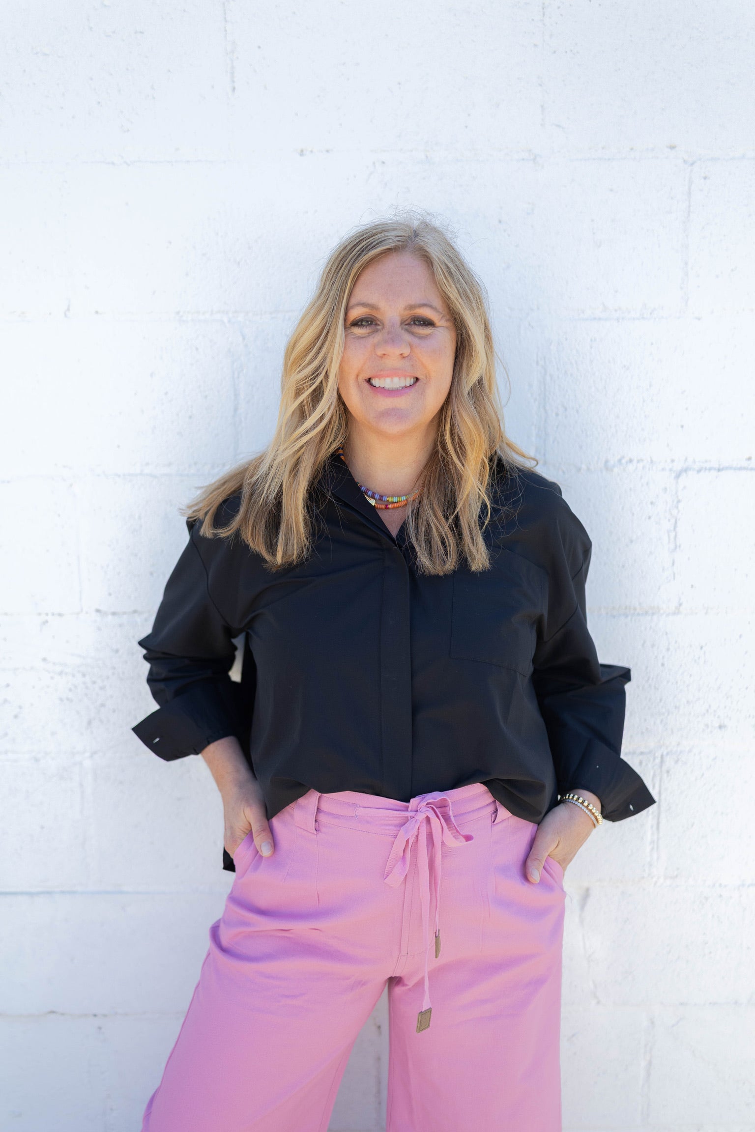 Black Pleated Button Down