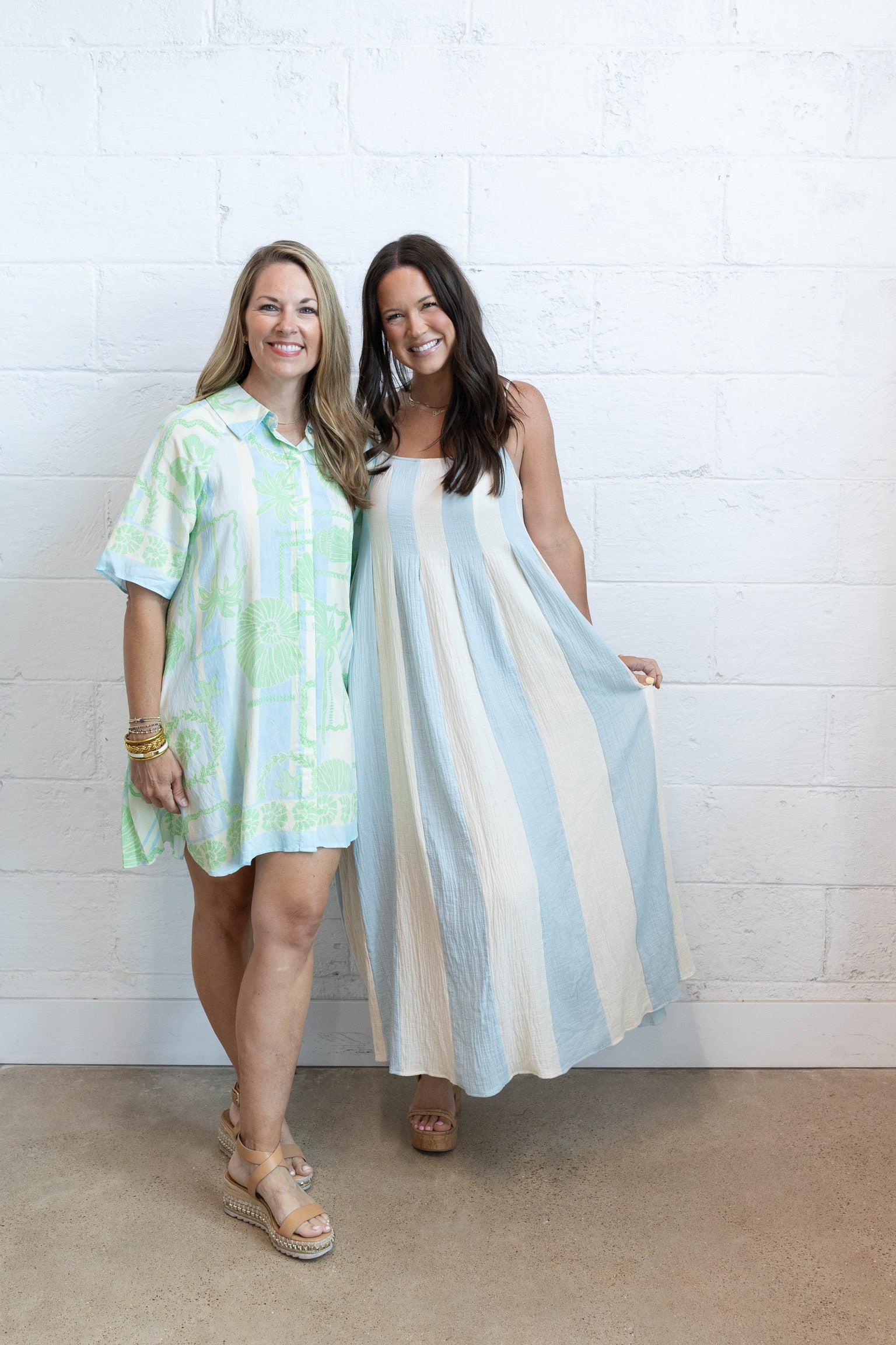 Seashell Stripe Shirt Dress