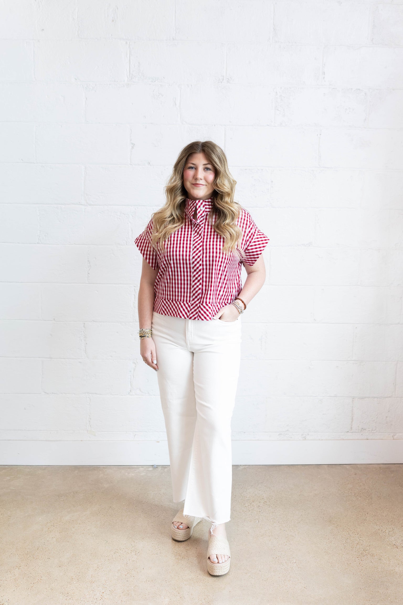 Ruby Red Gingham Top