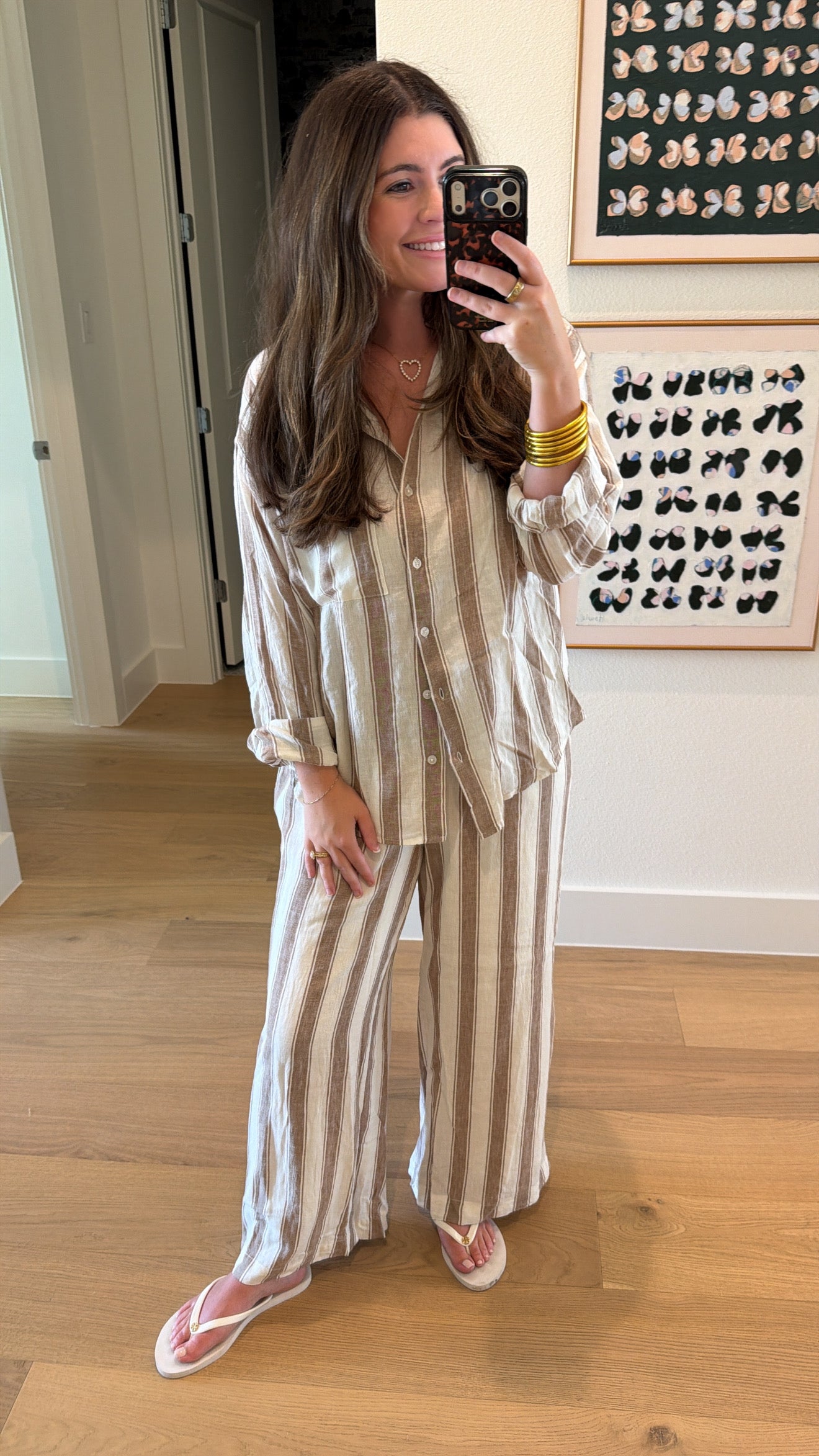 Light Toffee Striped Button Up
