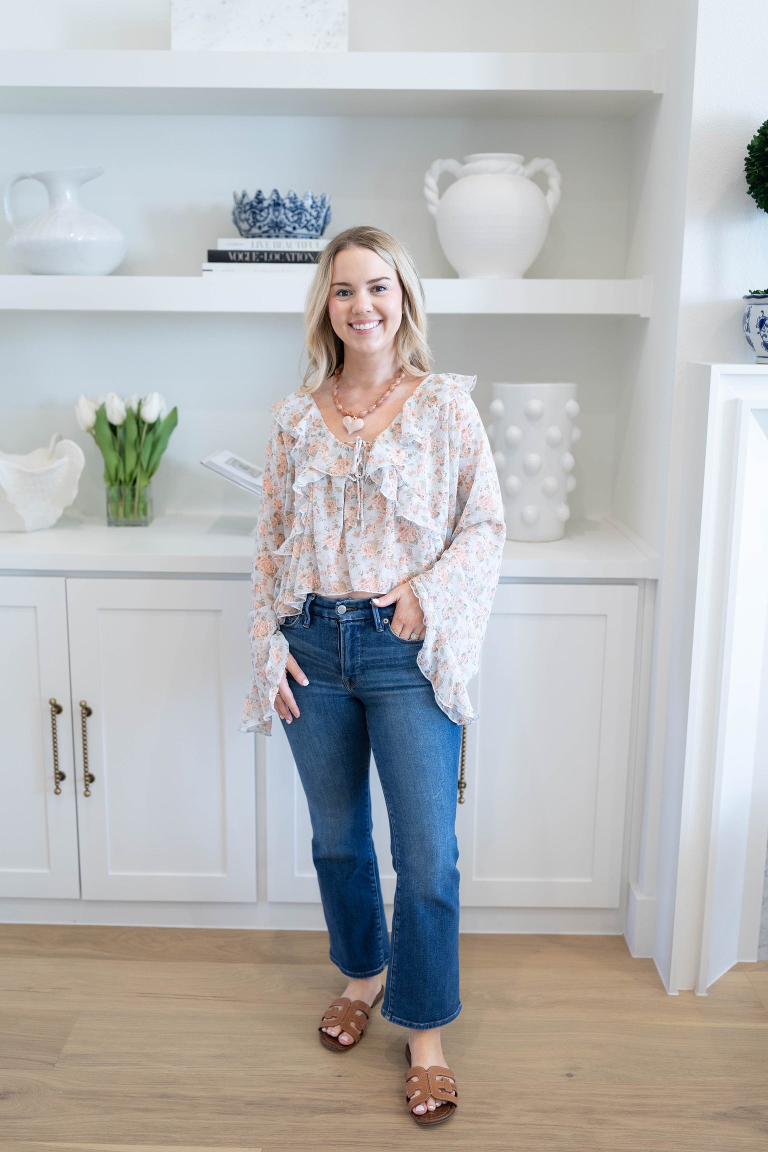 Floral Raglan Ruffle Top