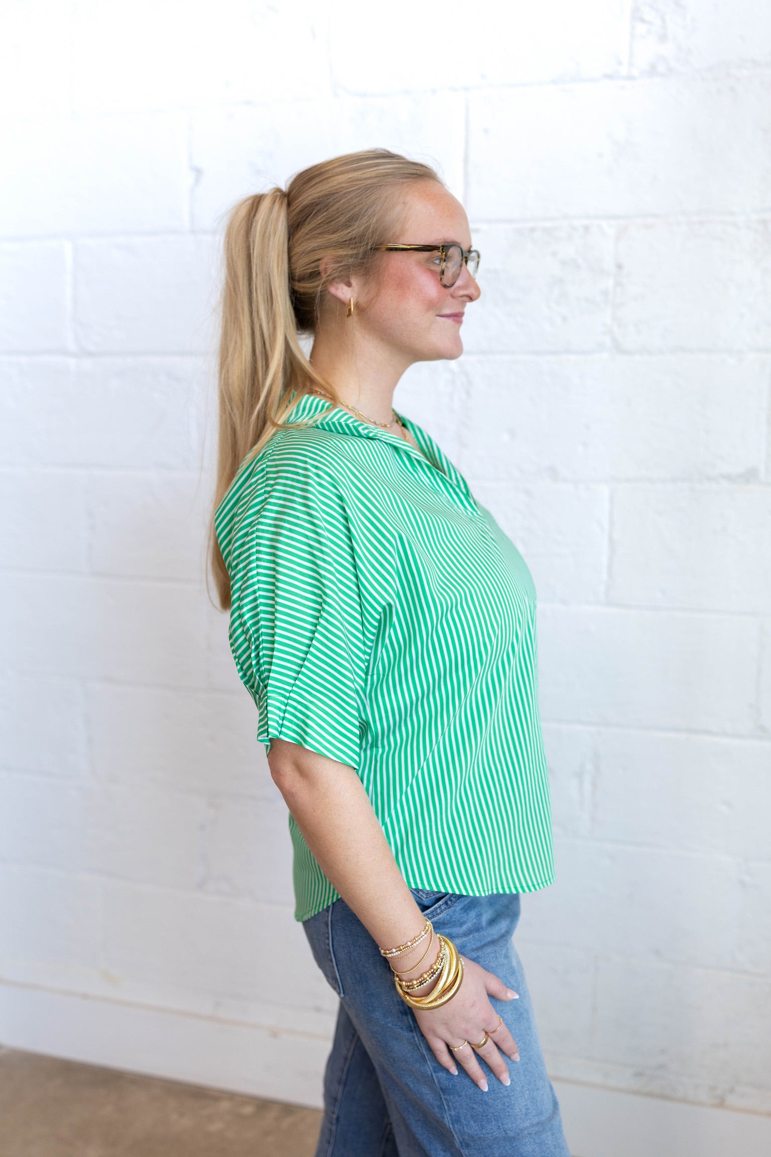 Green Annie Stripe Top
