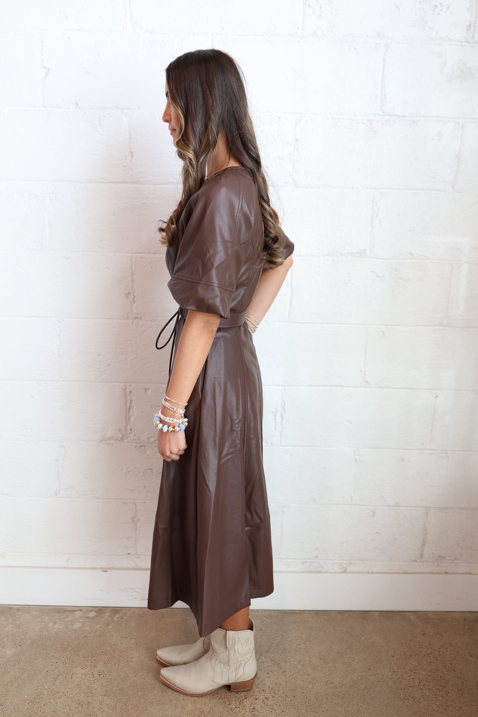 Willow Mocha Leather Dress