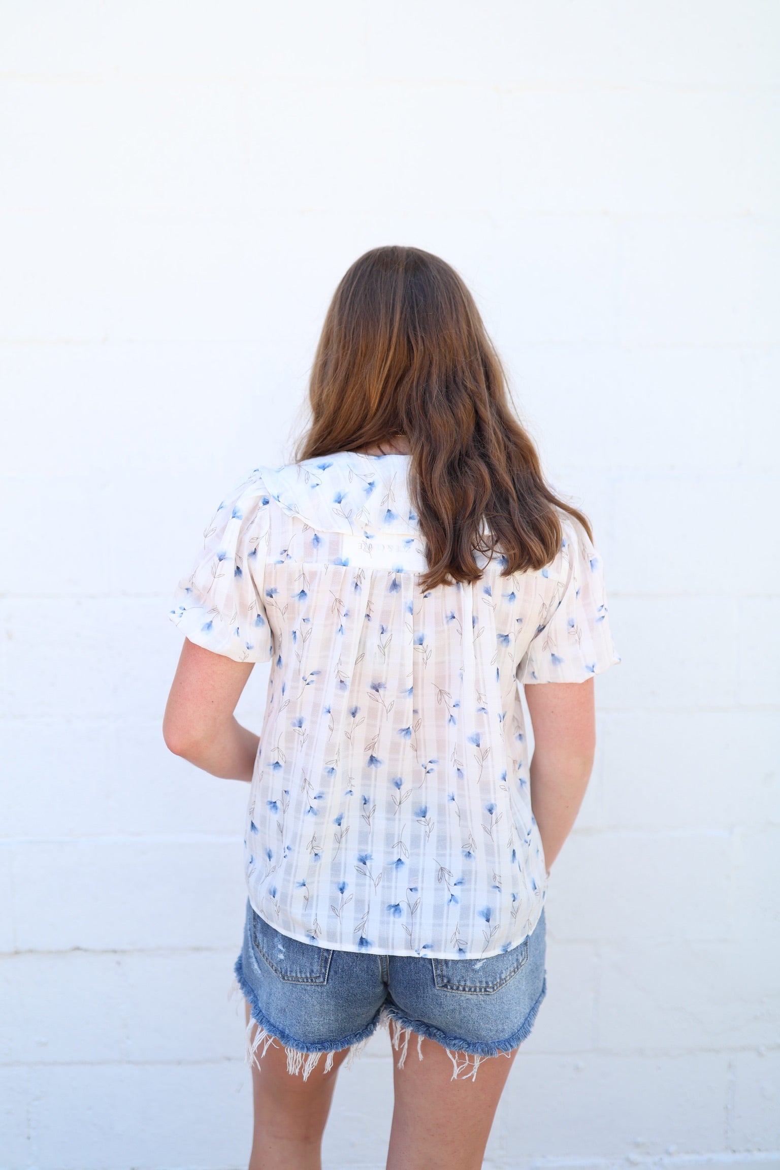Floral Printed Ruffle V Neck Top