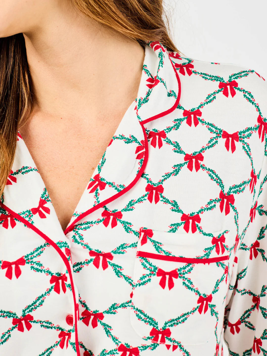 Christmas Charlotte Lattice Pajama Top