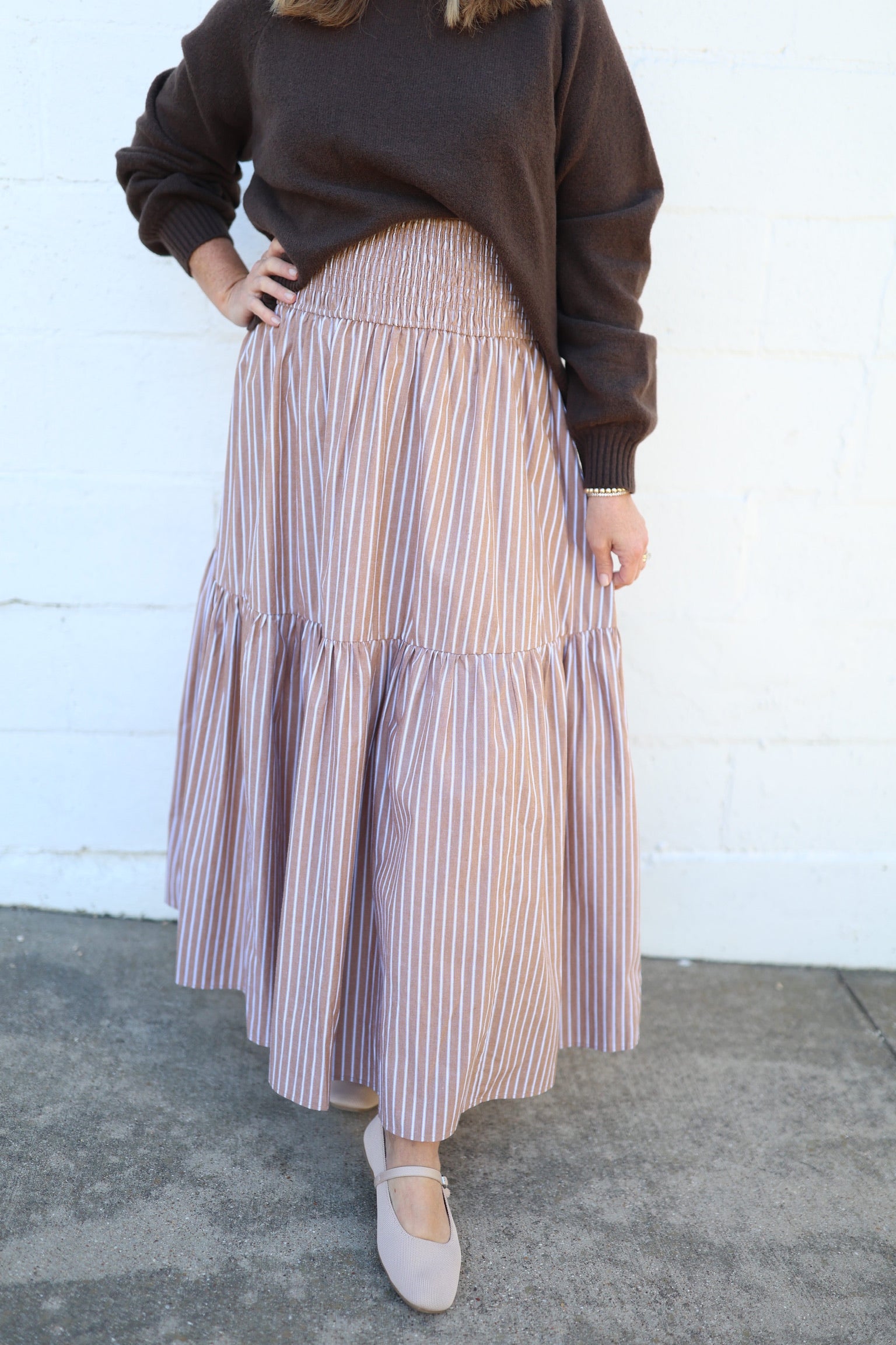 Kate Stripe Smock Maxi Skirt