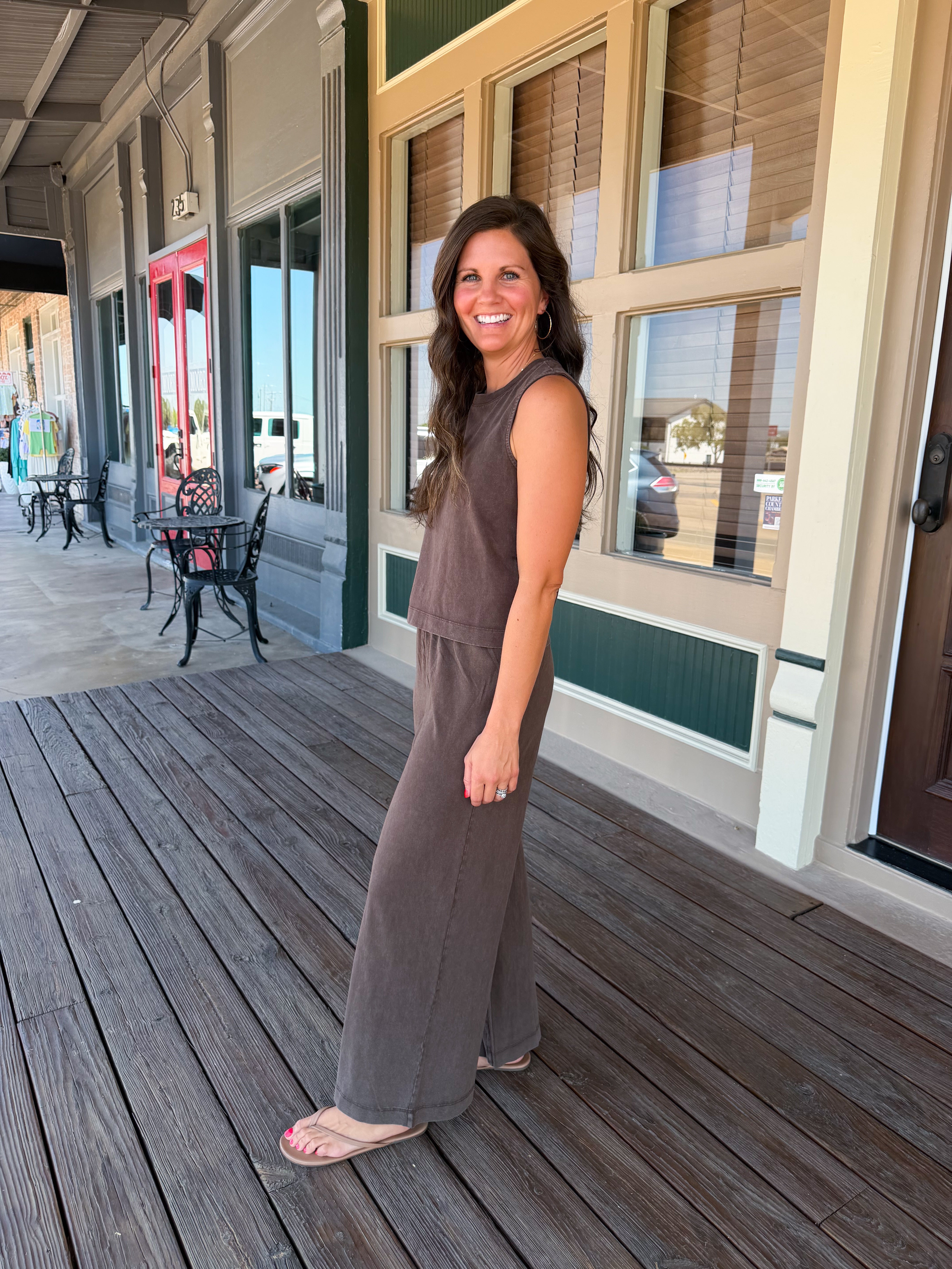 Dark Chocolate Scout Jersey Crop Flare Pant