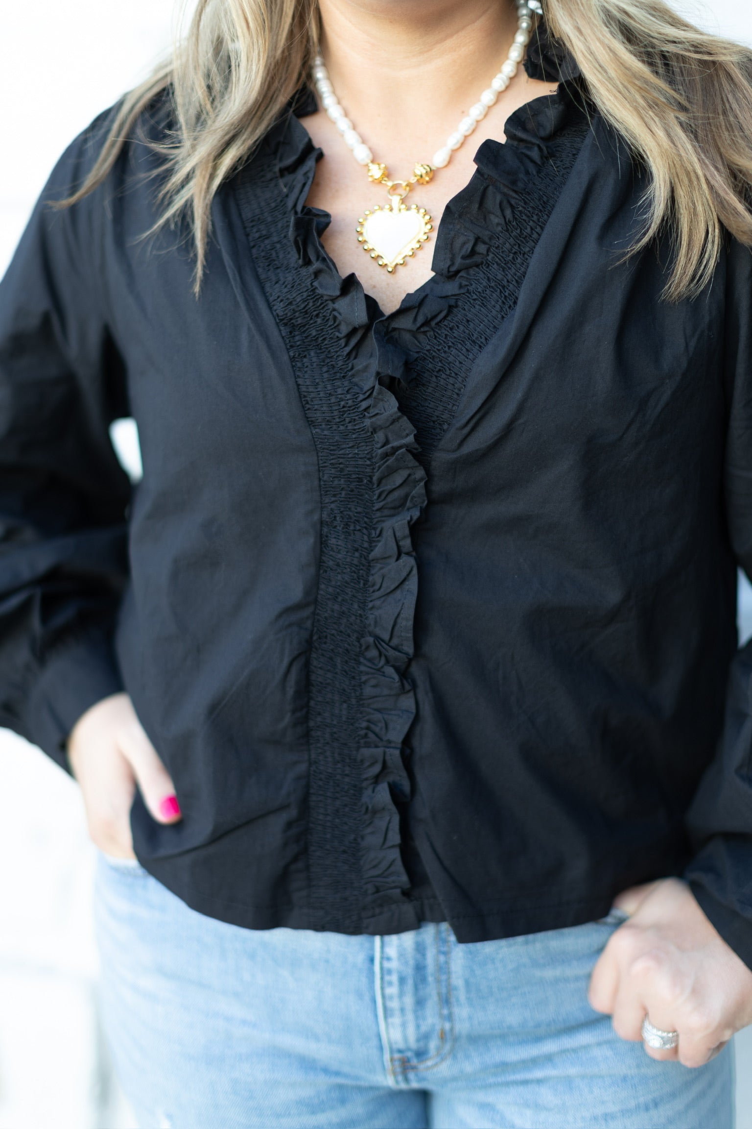 Black Ruffle Top