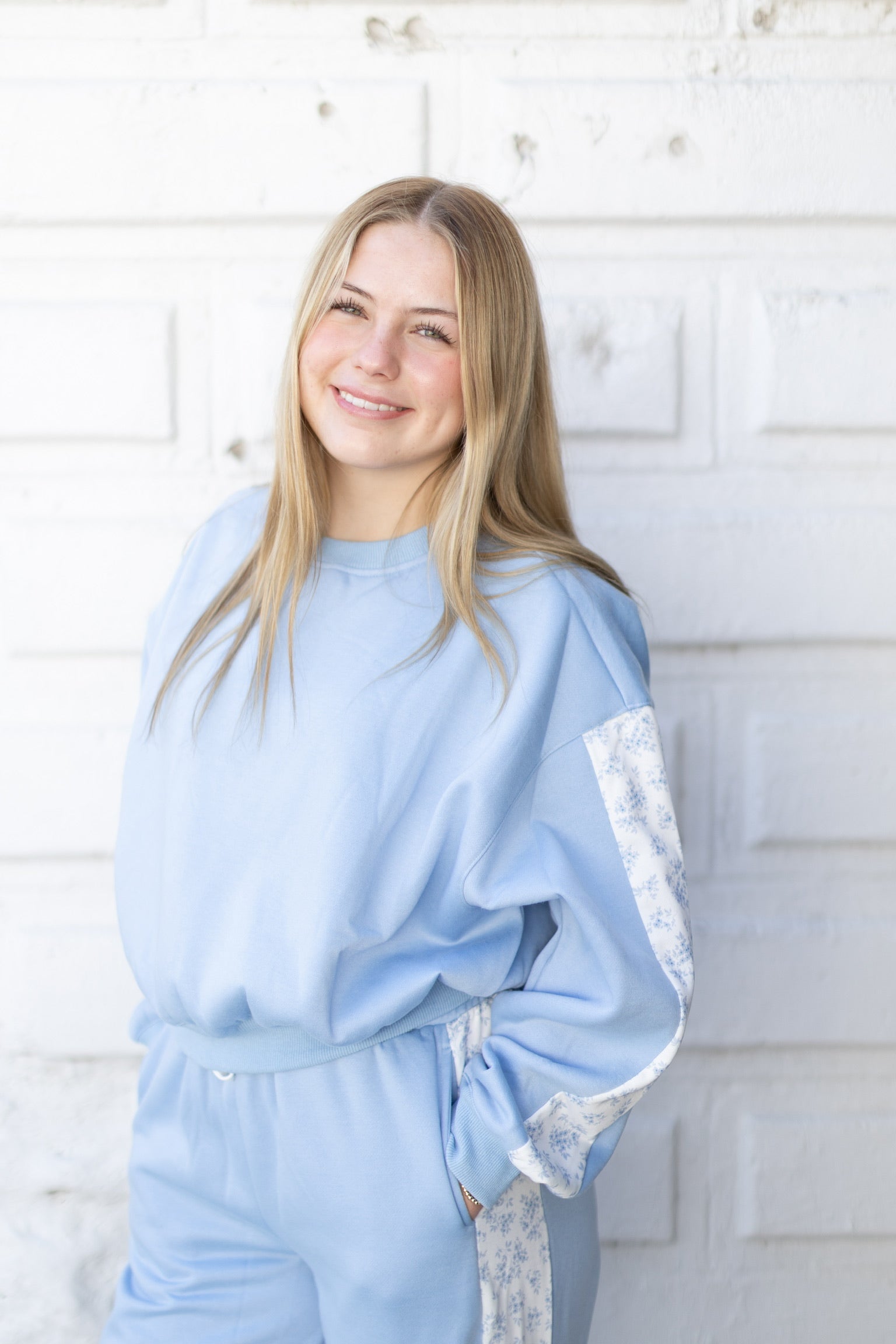 Blue Floral Sweatshirt