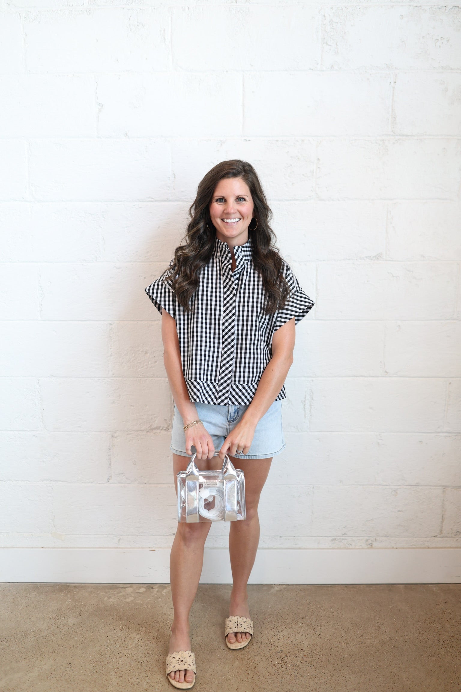 Naomi Navy Gingham Top