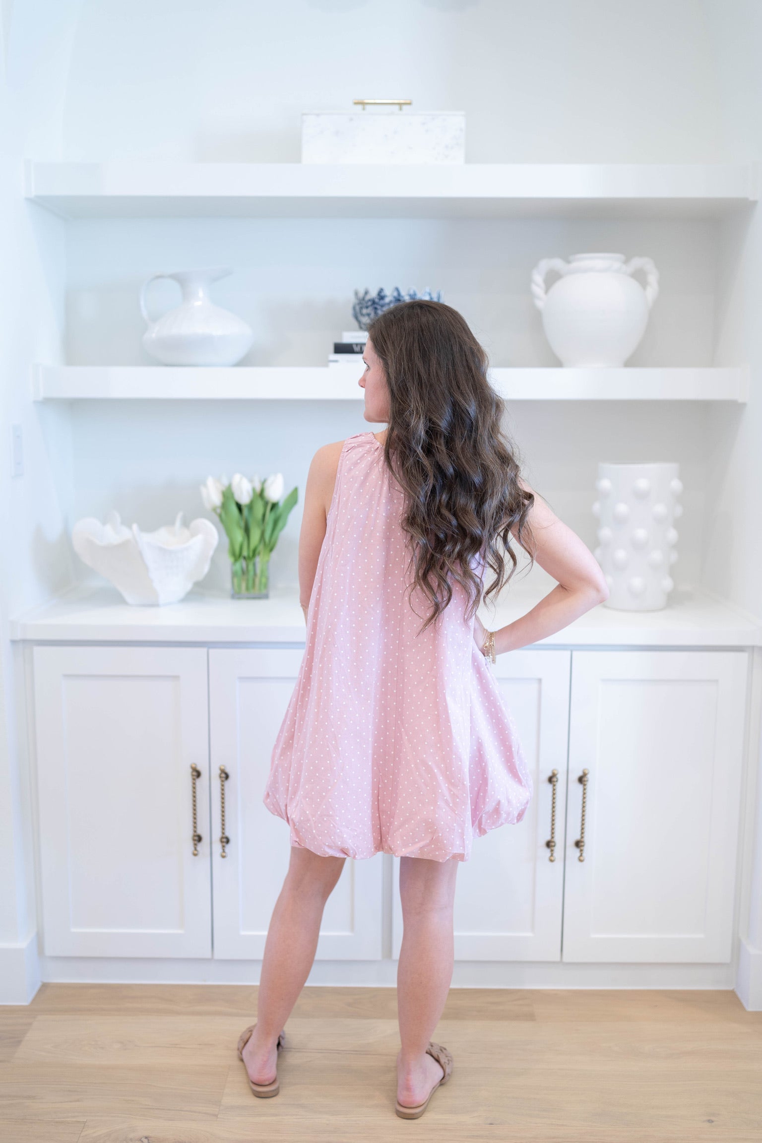 Blush Polka Dot Bubble Dress