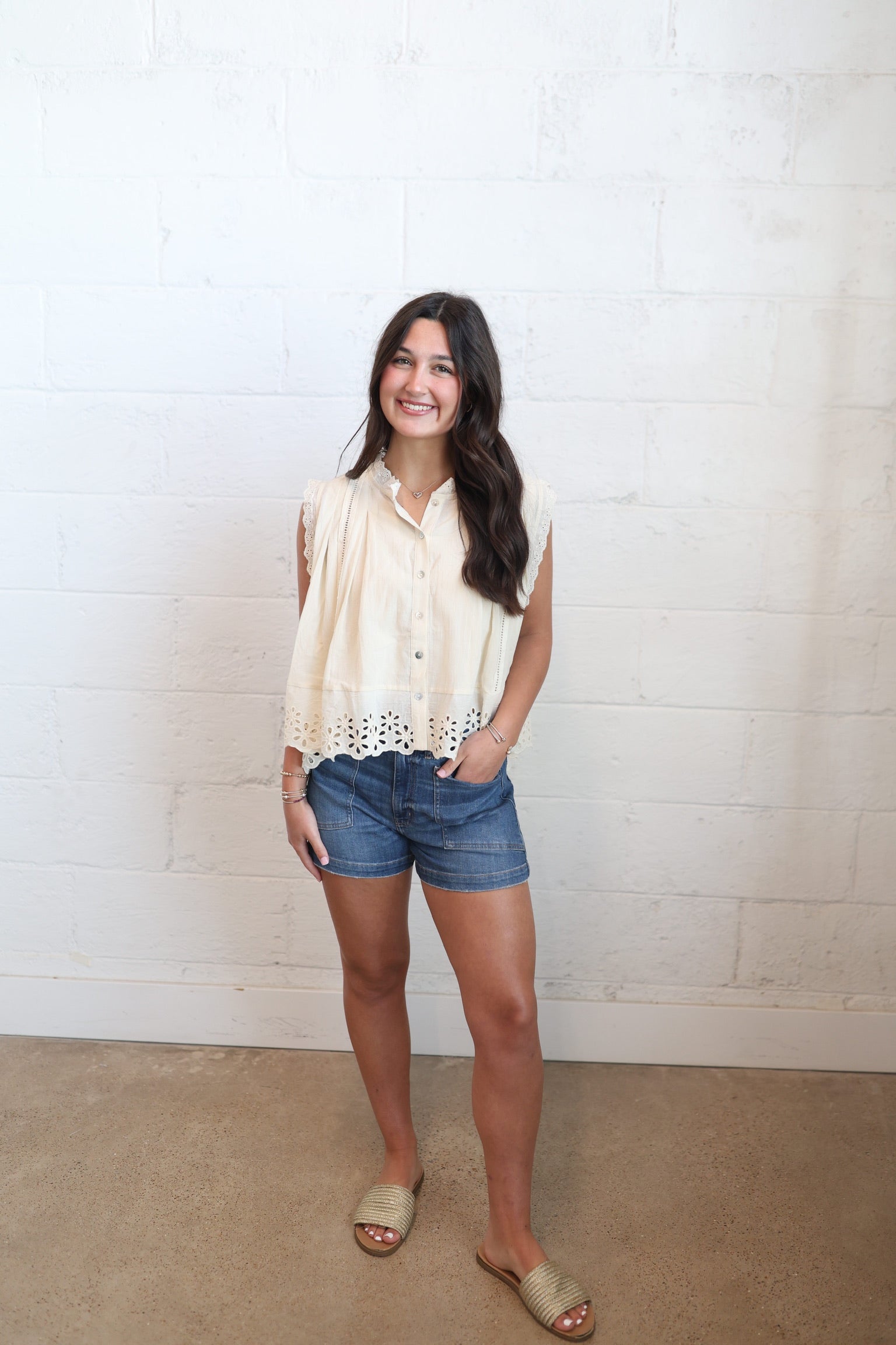 Finley Floral Eyelet Top