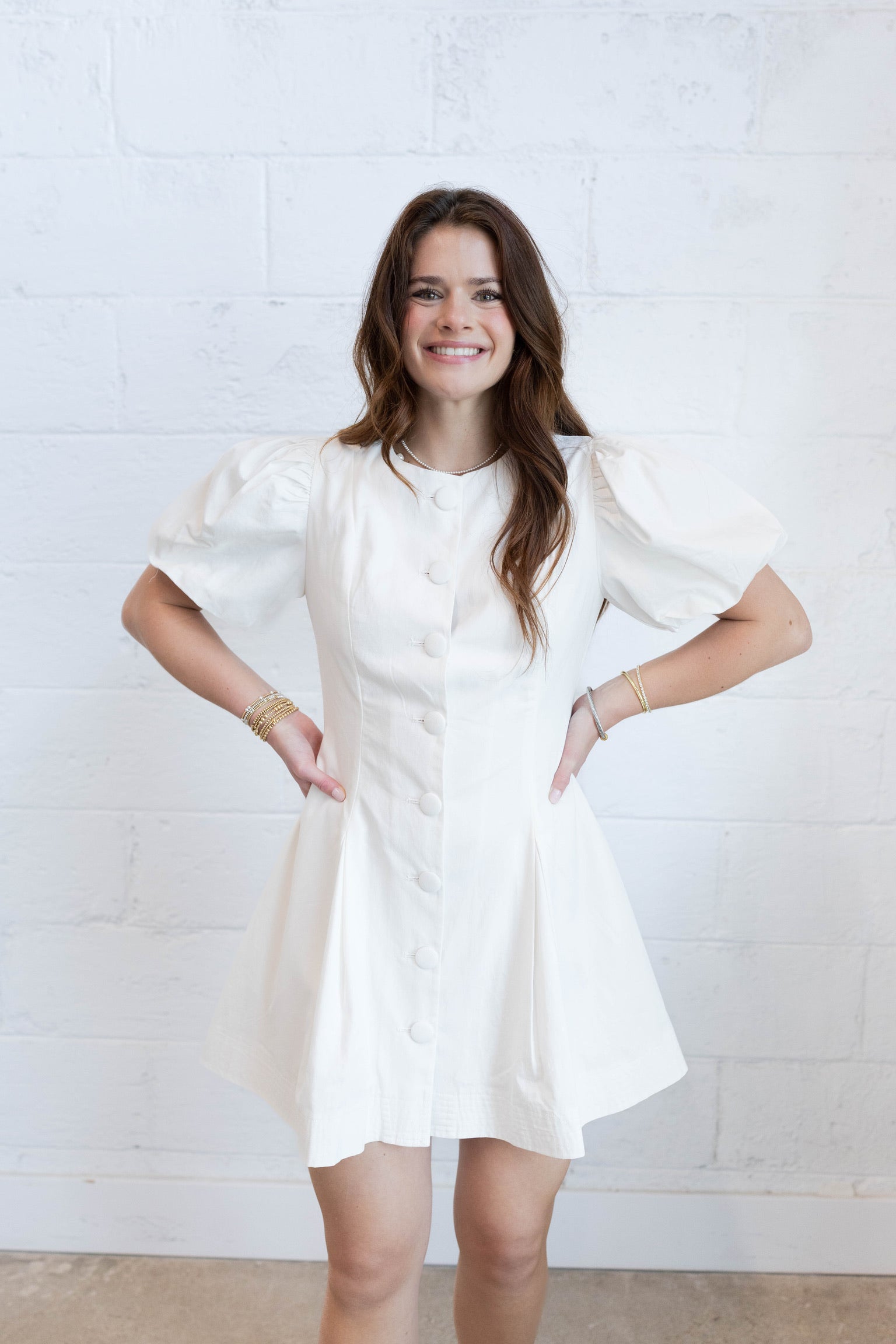 Puff Sleeves Button Down Dress