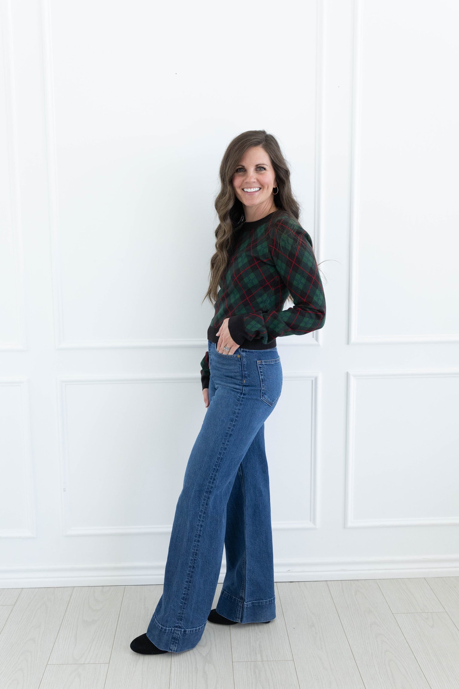Mistletoe Plaid Tuck In Sweater