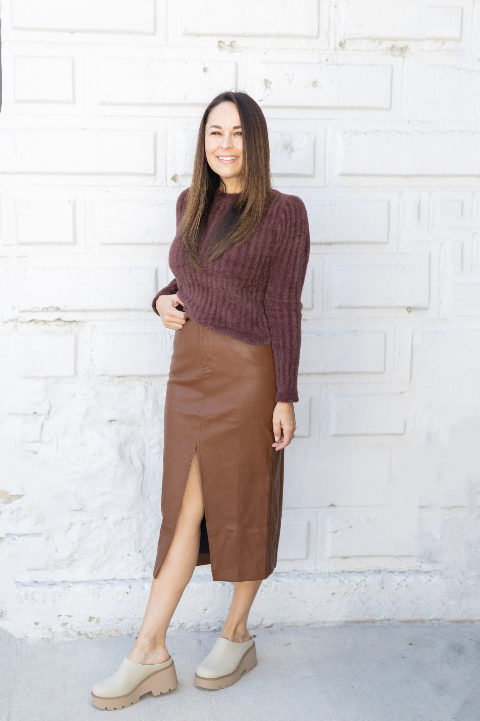 Leather Midi Skirt