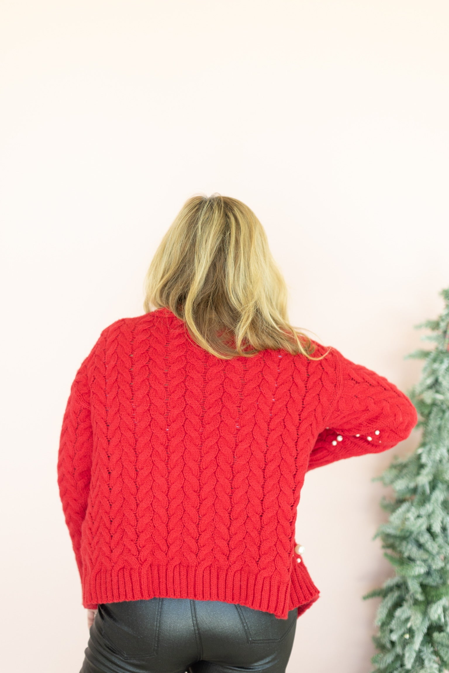 Red Pearl Christmas Cardigan