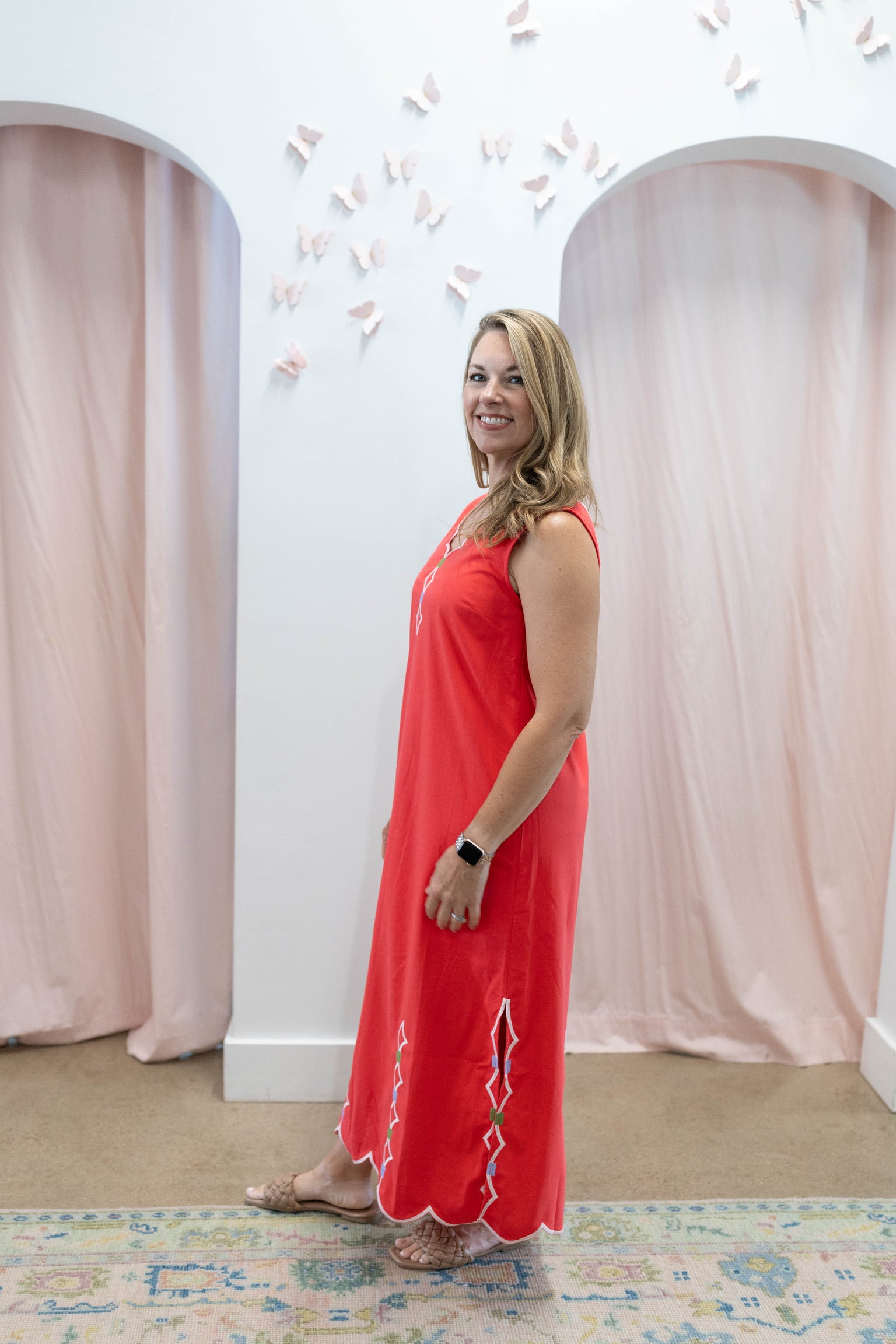 Coral Scallop Dress