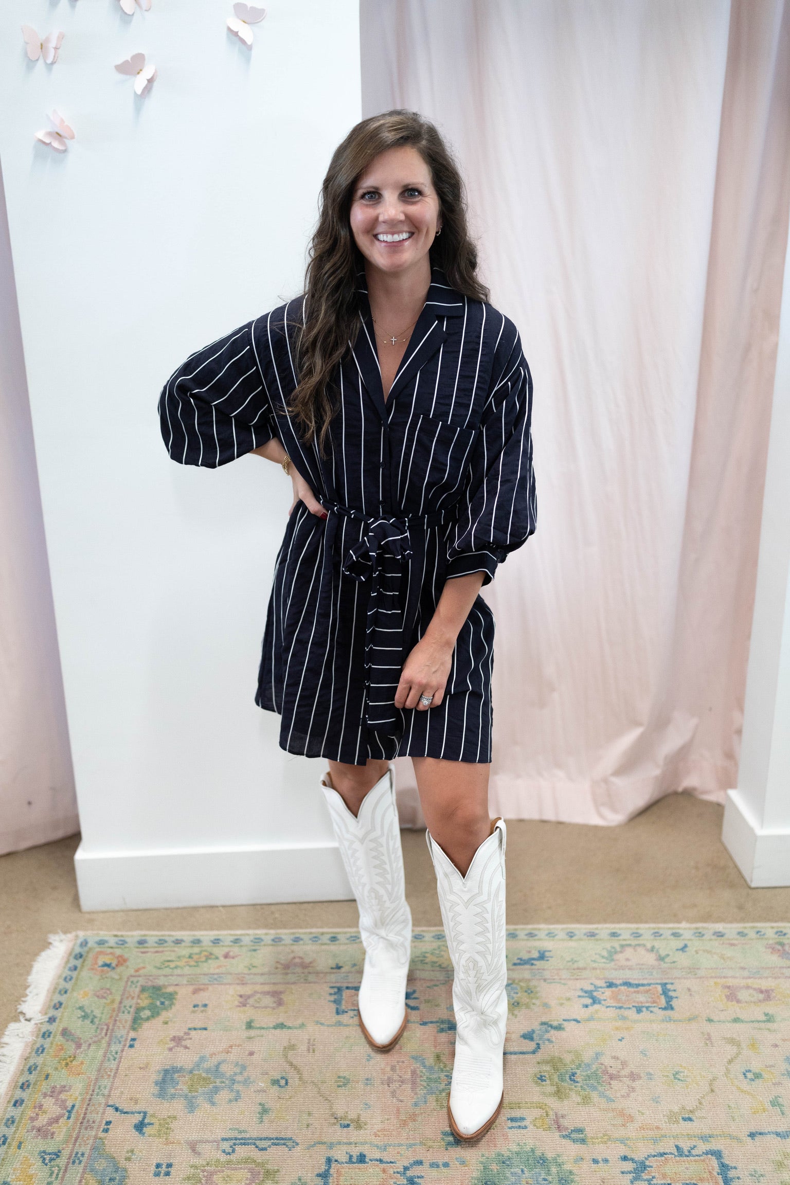 Natalie Navy Stripe Dress