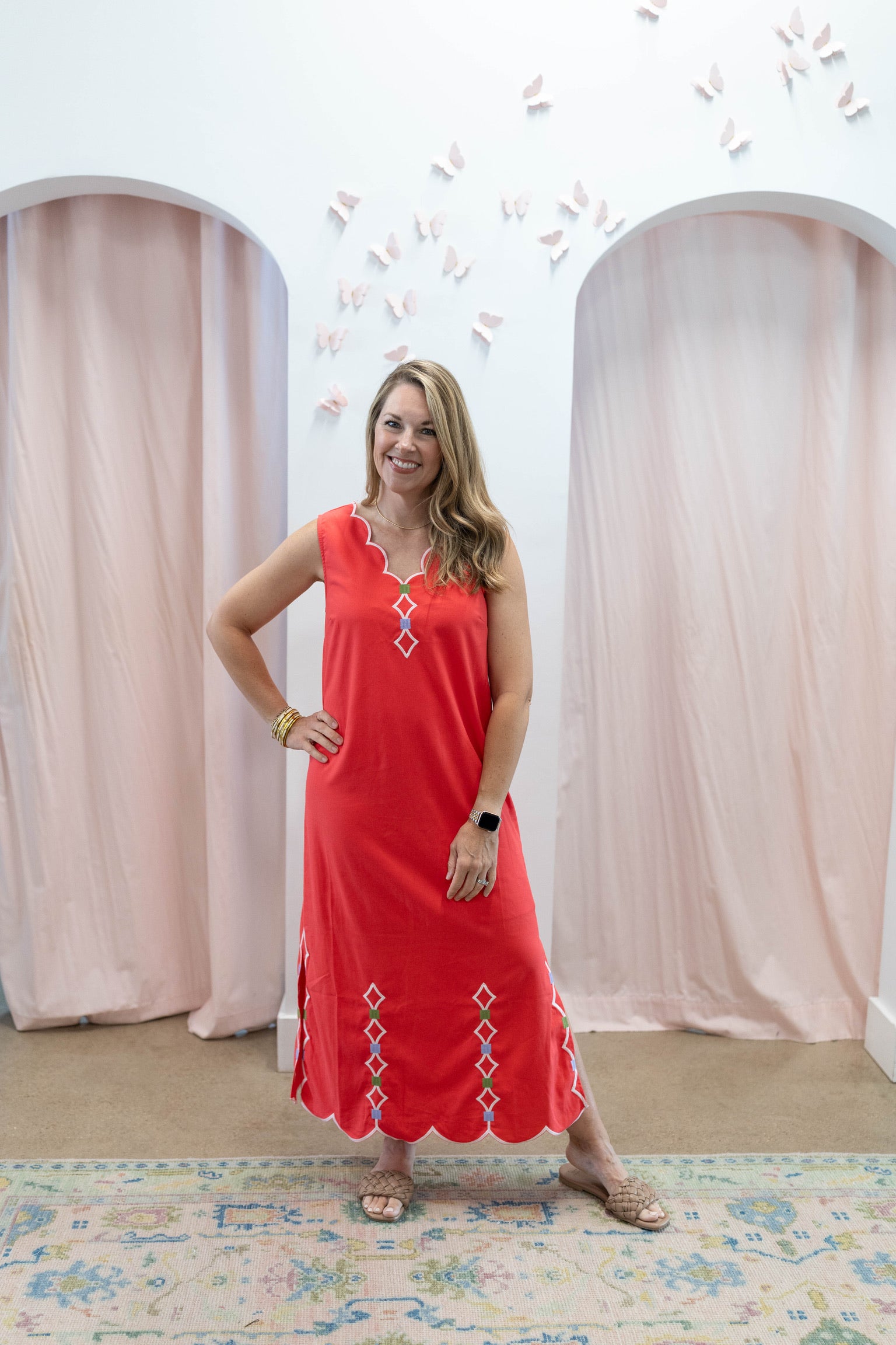 Coral Scallop Dress