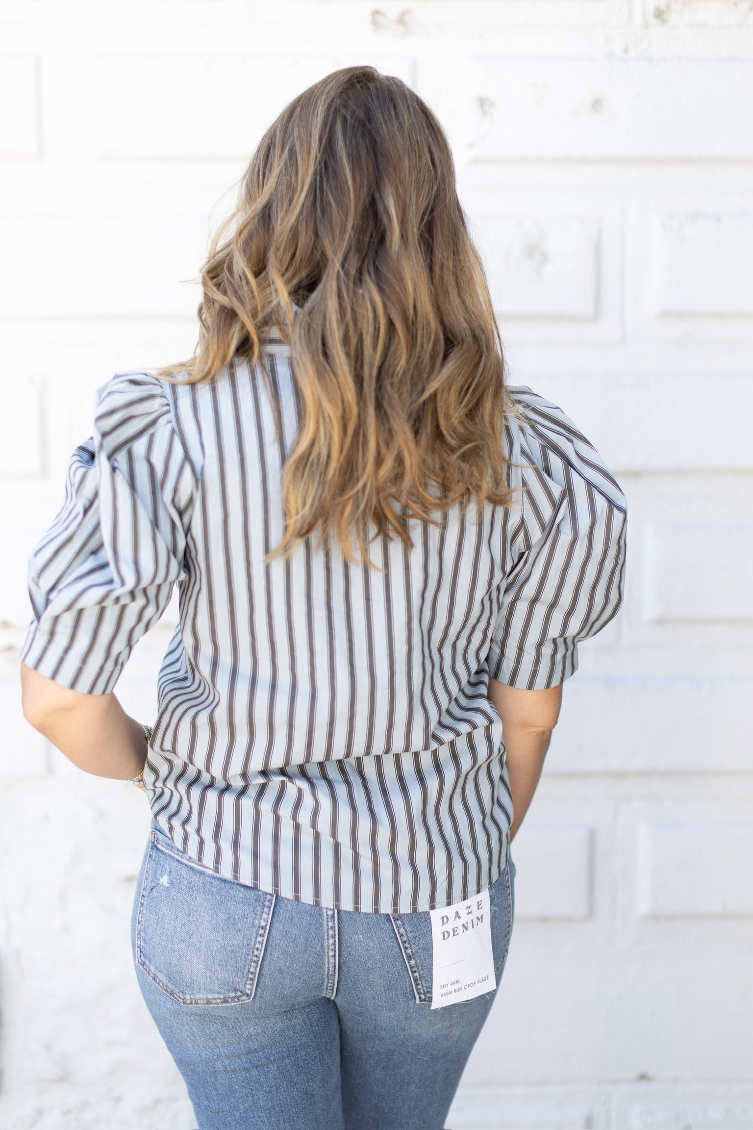 Karlie Stripe Puff Sleeve Top