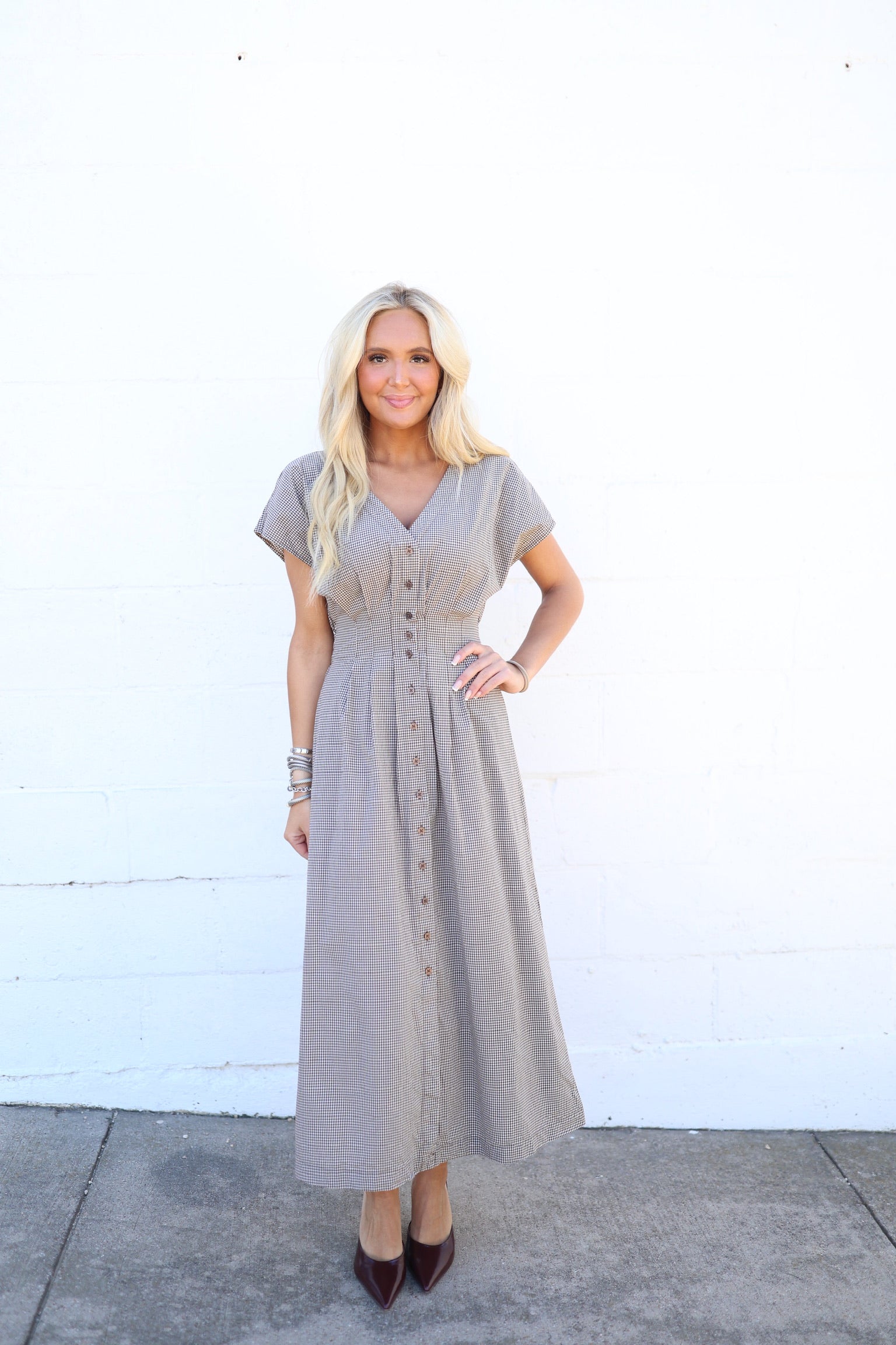 Sanna Gingham Midi Dress