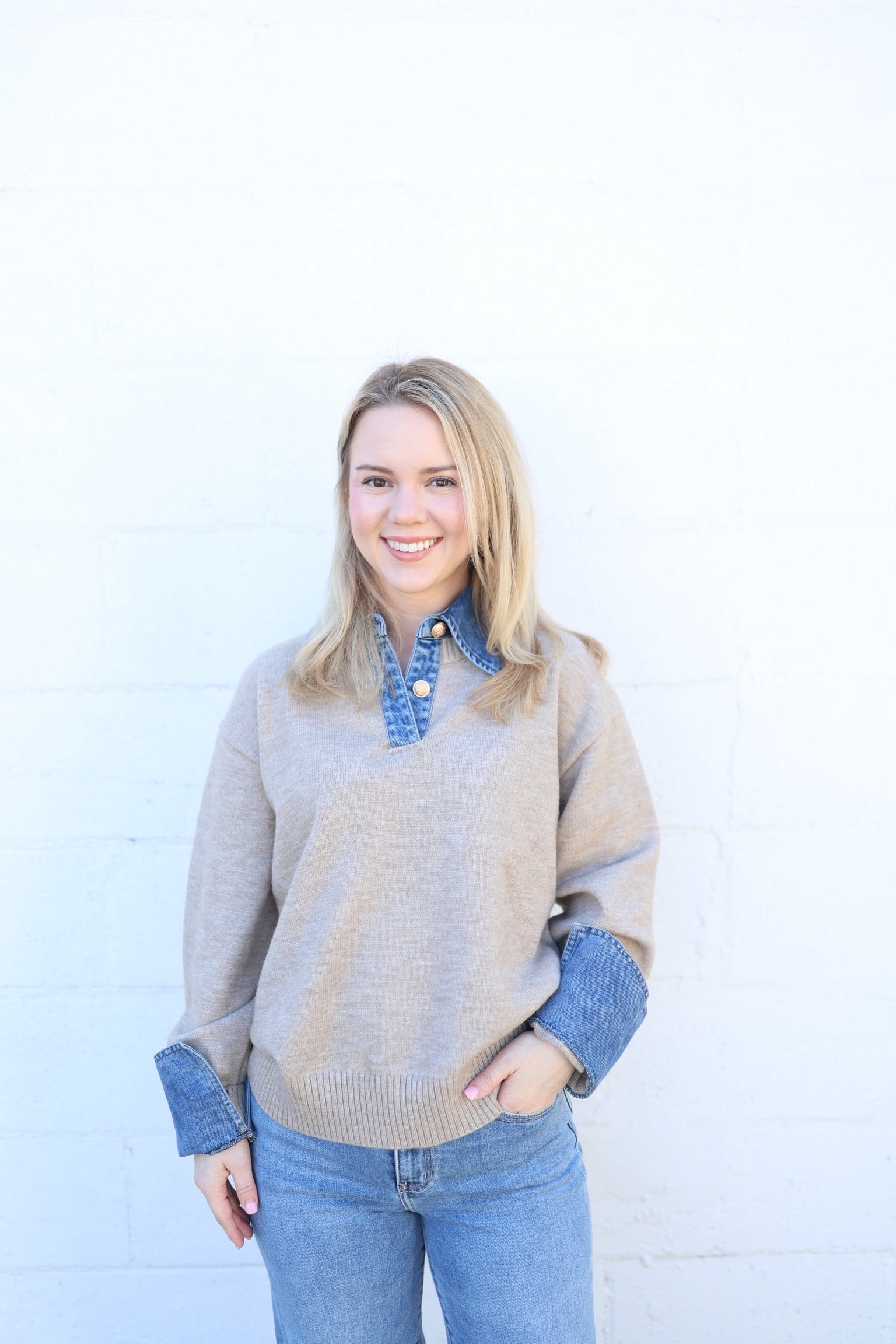 Oatmeal Denim Novelty Sweater