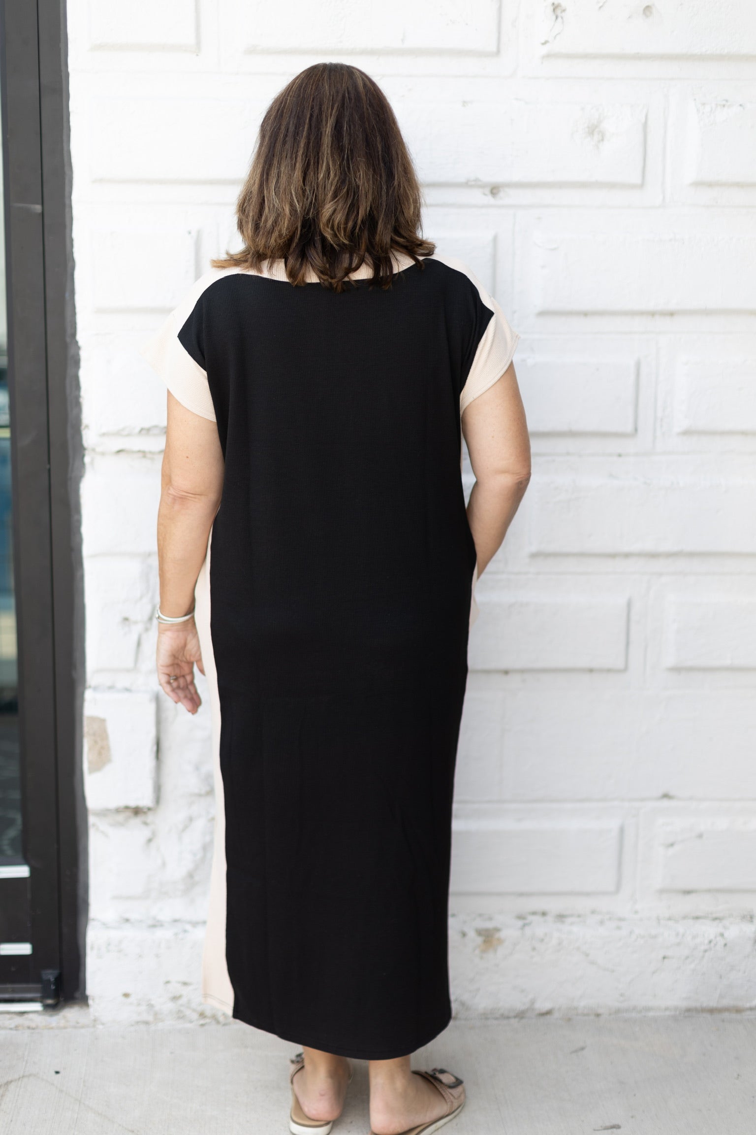 Classic Contrast Midi Dress