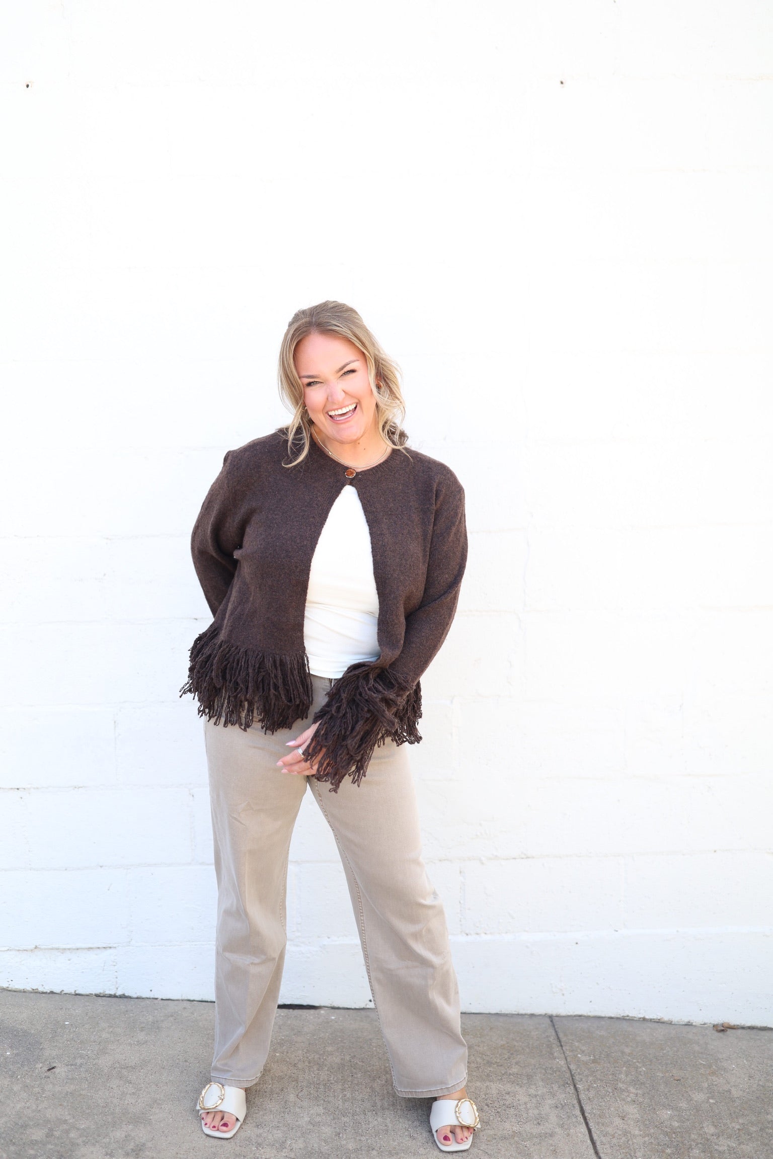 Fringe Knitted Open Cardigan