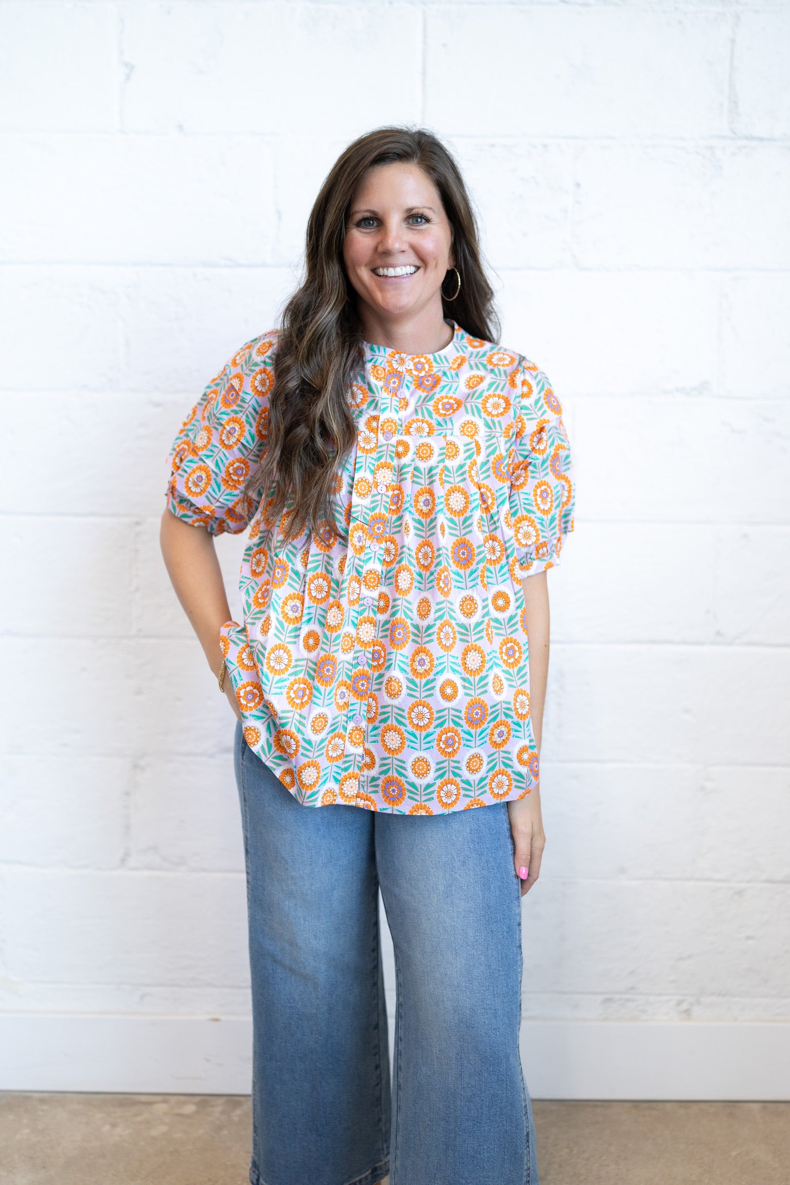 Vivey Floral Pleated Top