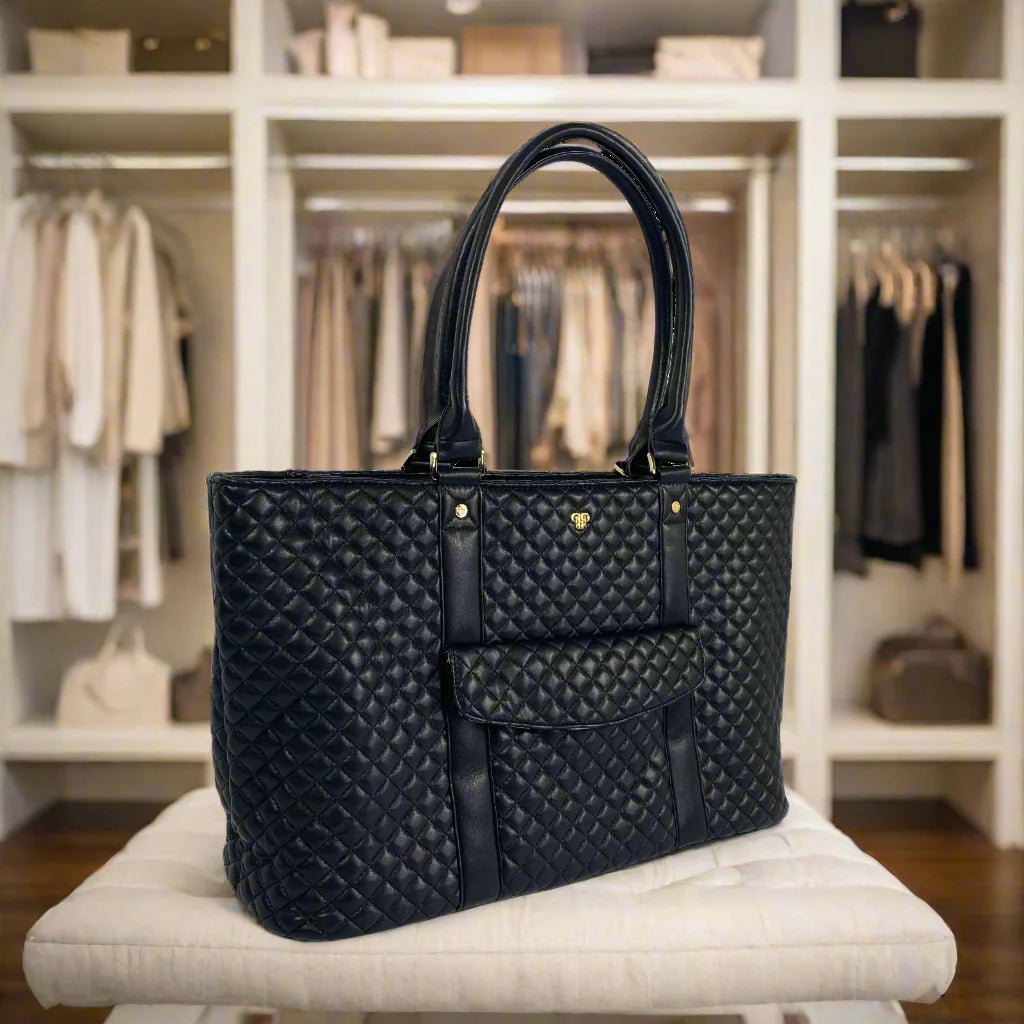 Black Quilted Vip Travel Tote