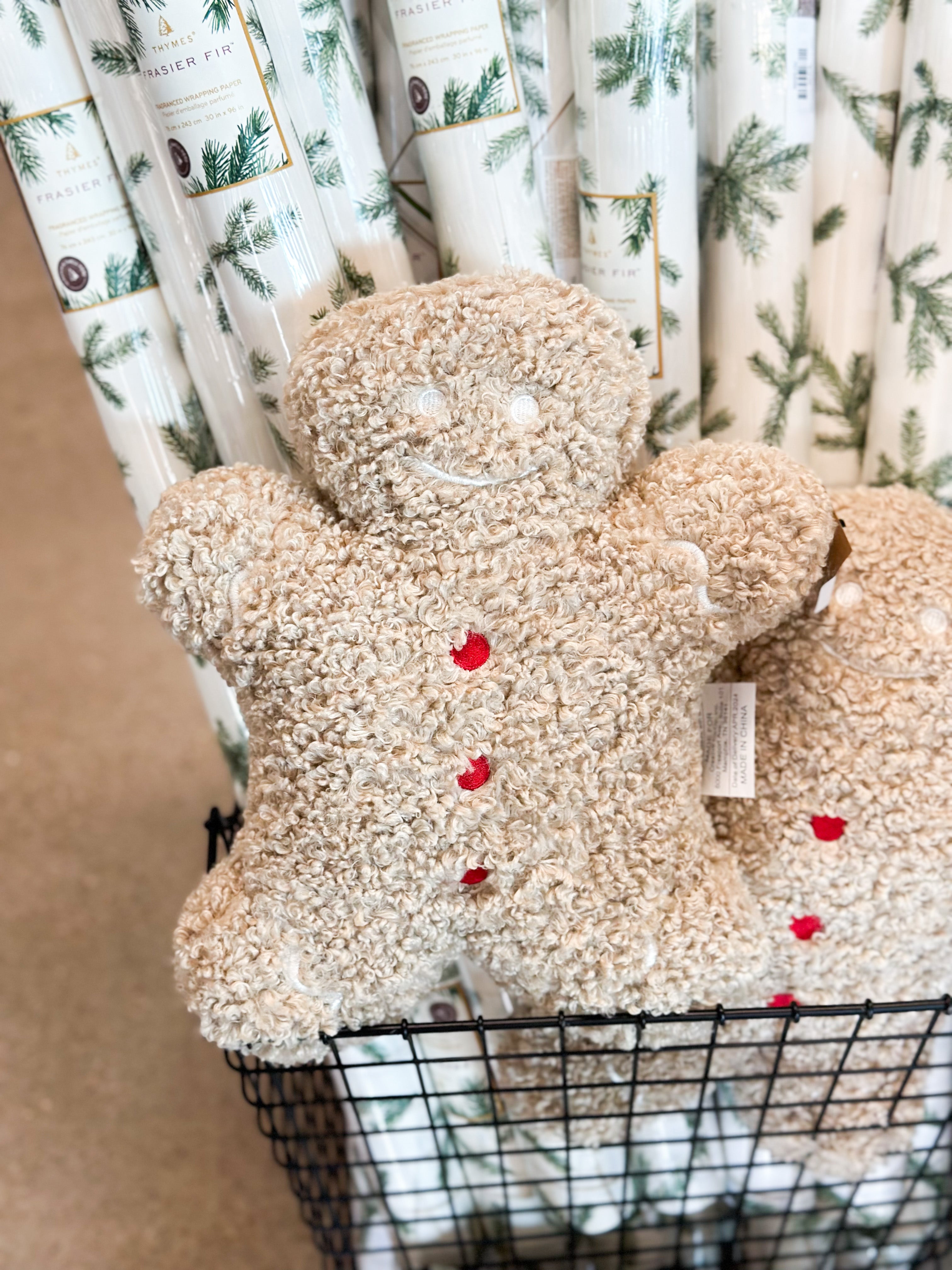 Fabric Bouclé Gingerbread Man Shaped Pillow