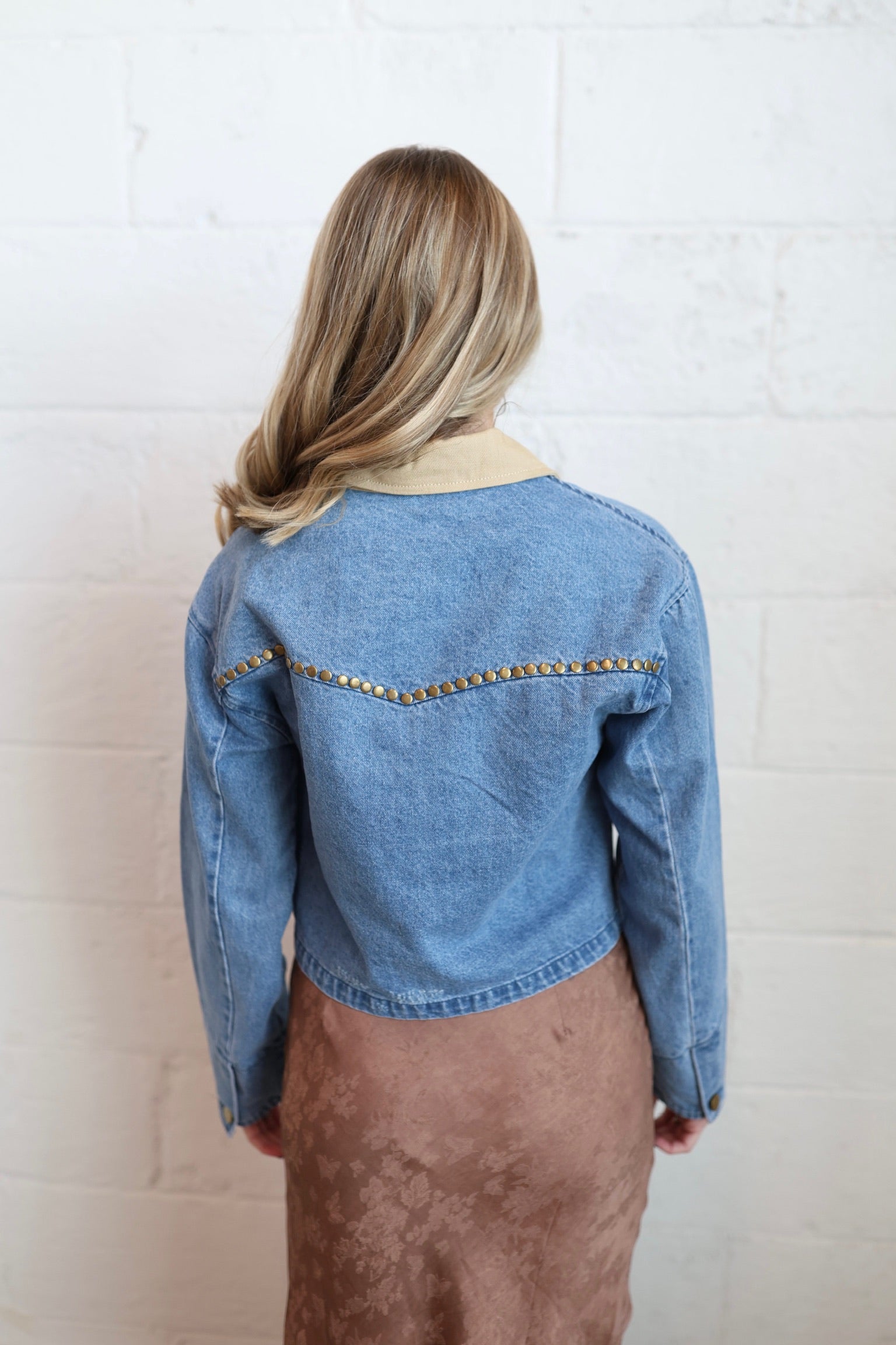 Gold Antique Stud Denim Jackets
