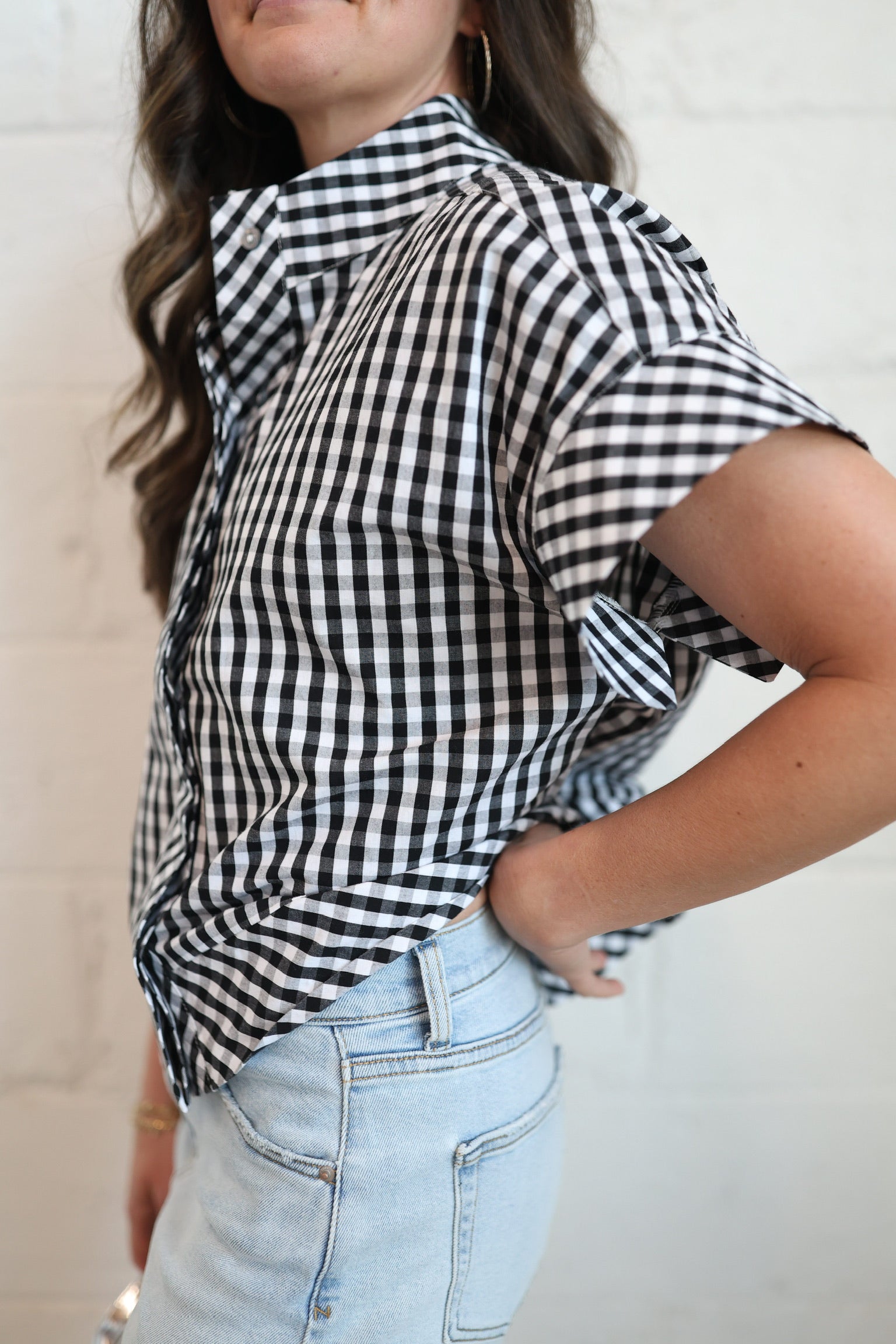 Naomi Navy Gingham Top