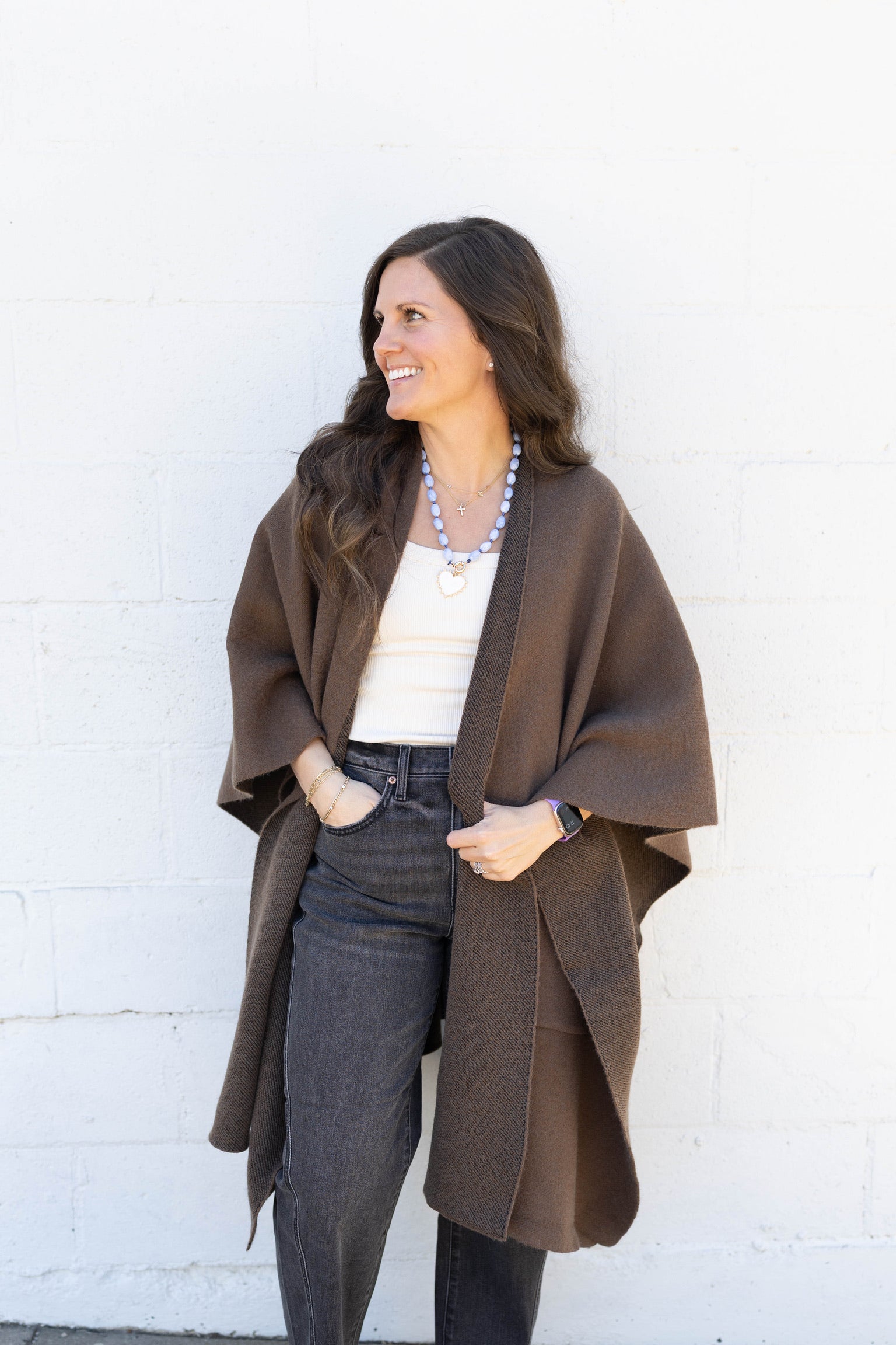 Taupe Long Knit Taupe Cape