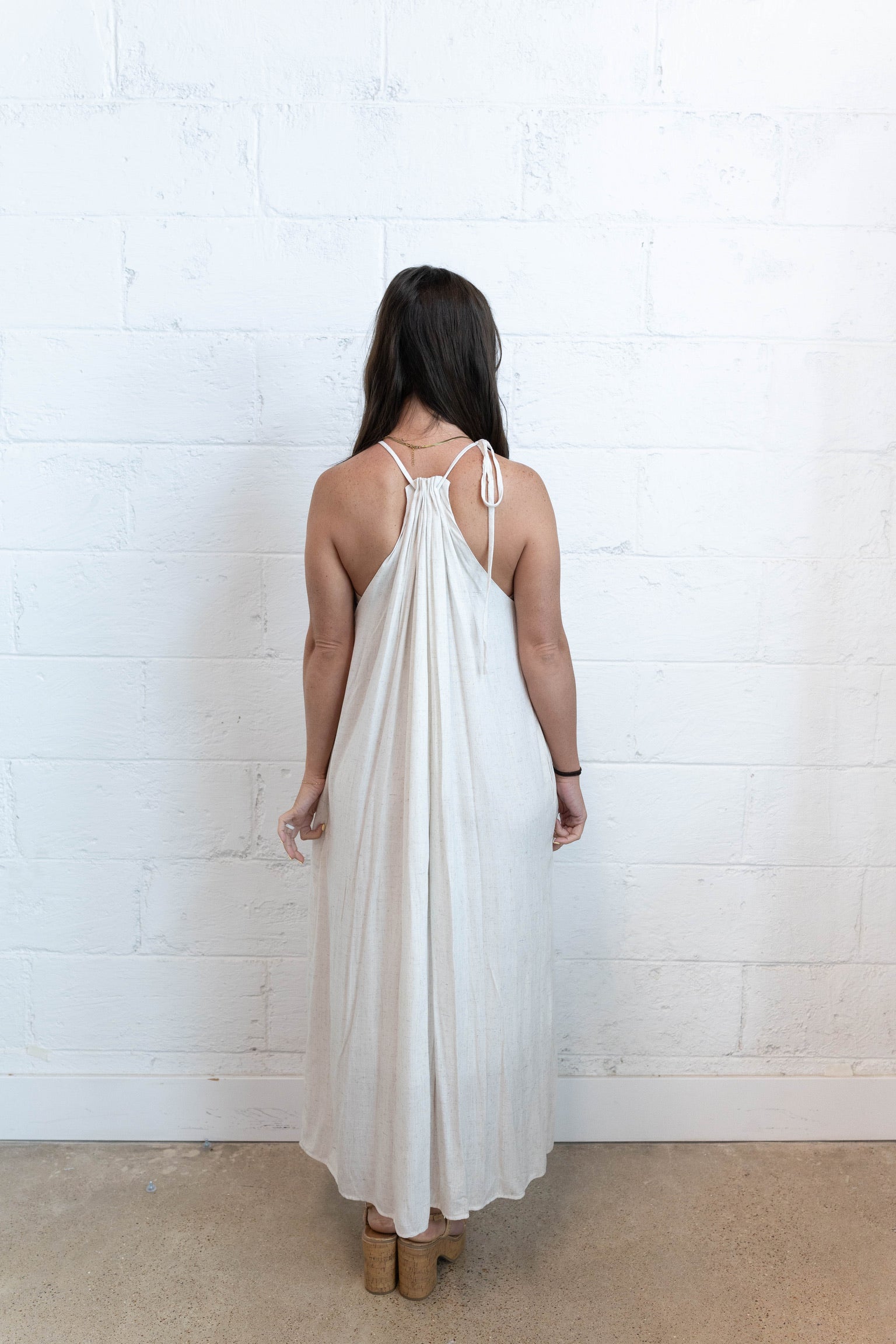 Beaded Linen Maxi Dress