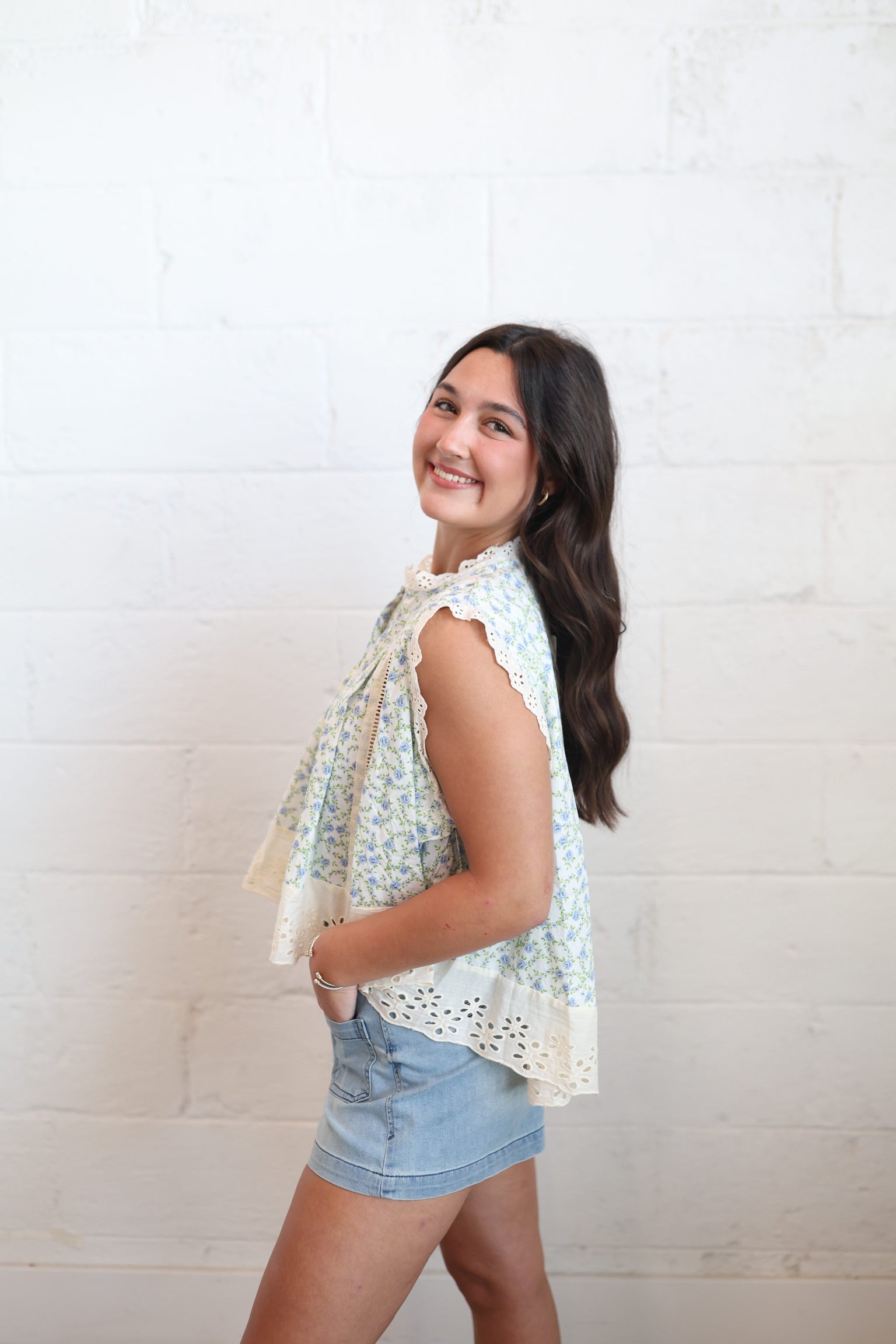 Gardenia Floral Eyelet Top