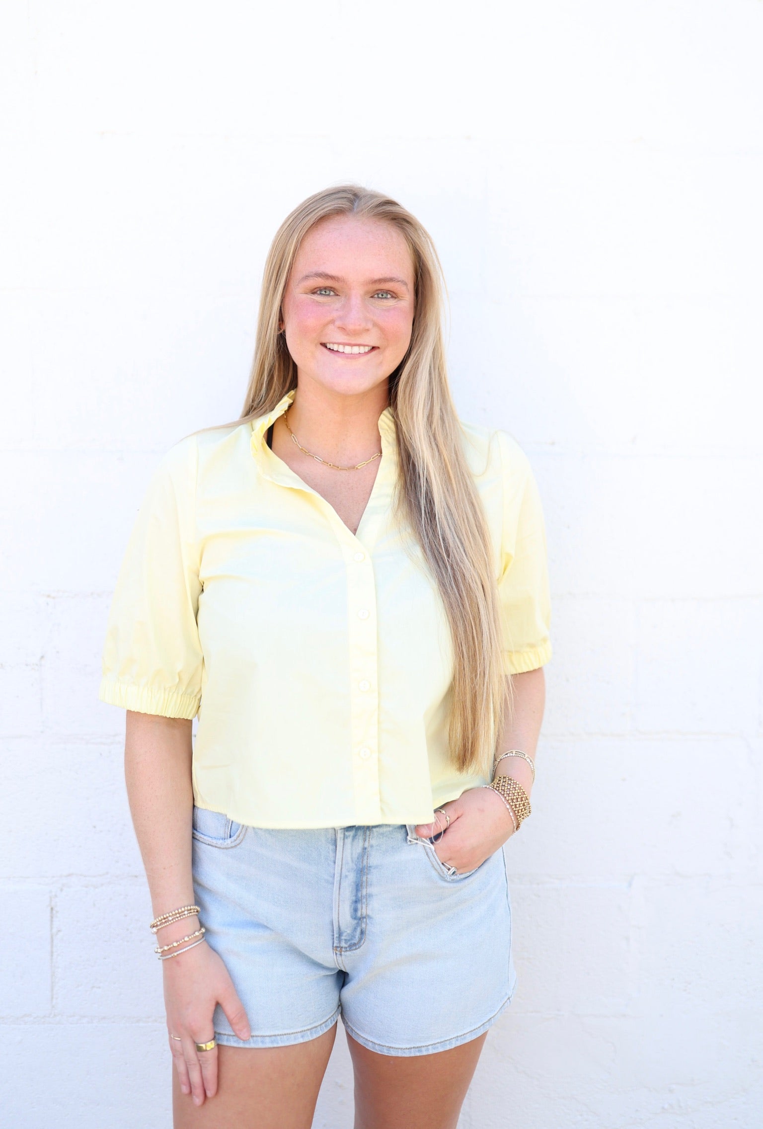 Yellow Pixie Ruffle Blouse