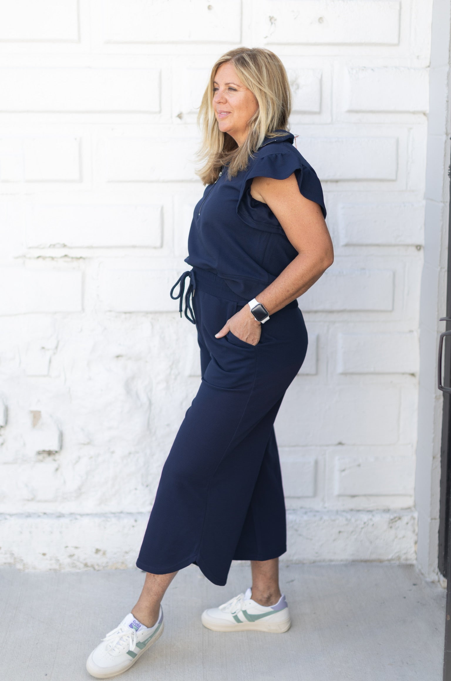 Navy Textured Top