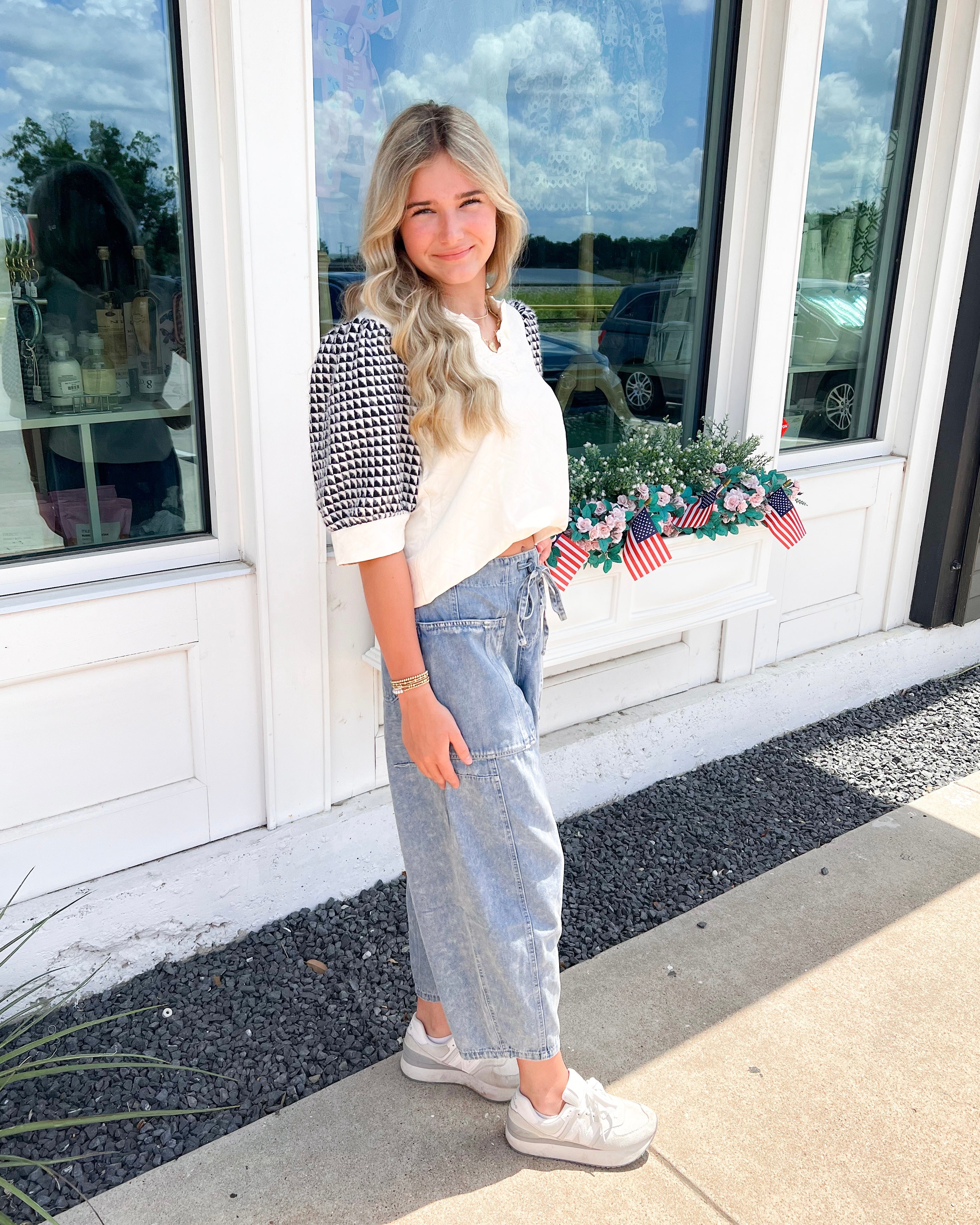 Ivory Checkered Top