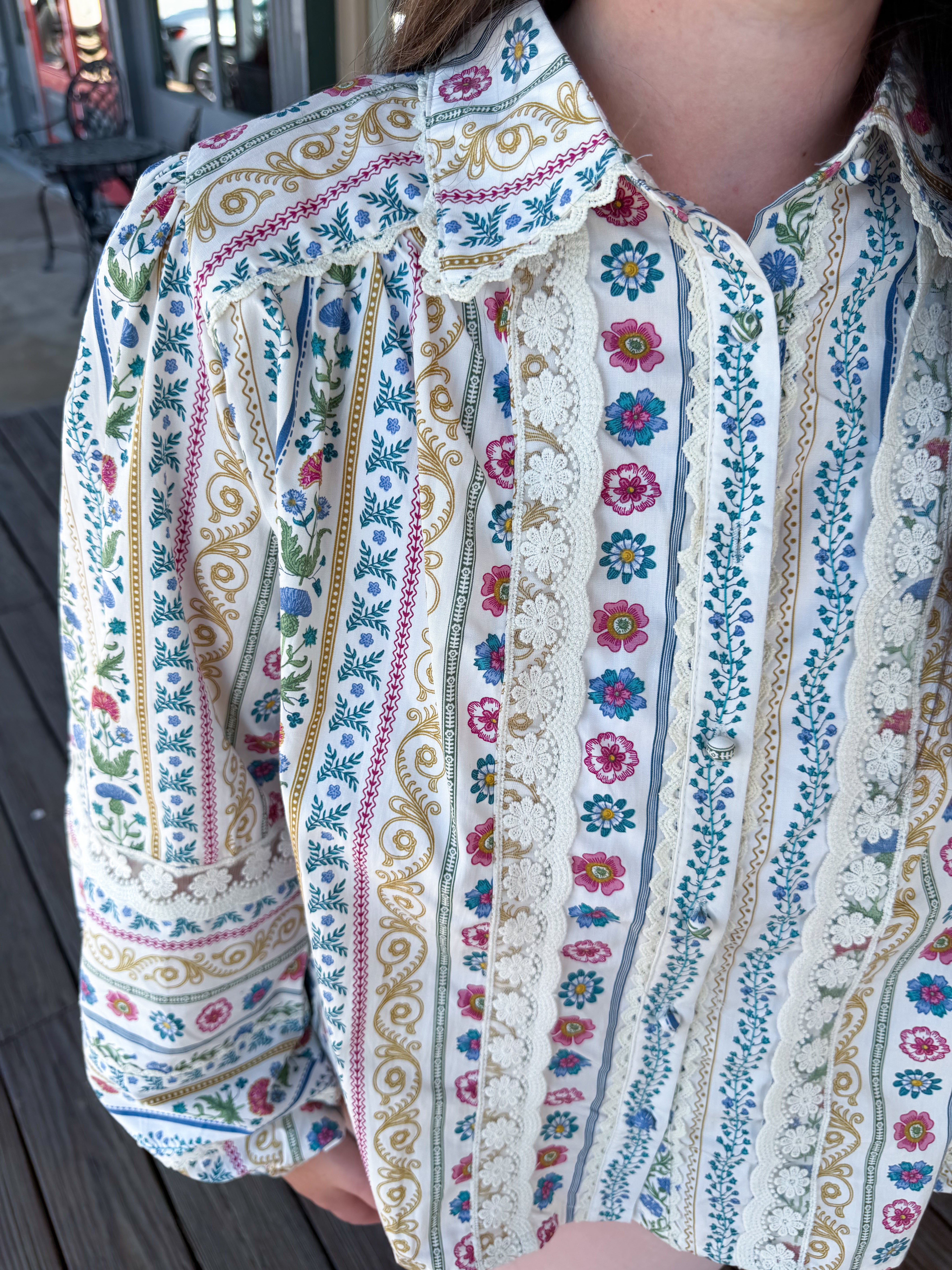 French Cottage Floral Button Up