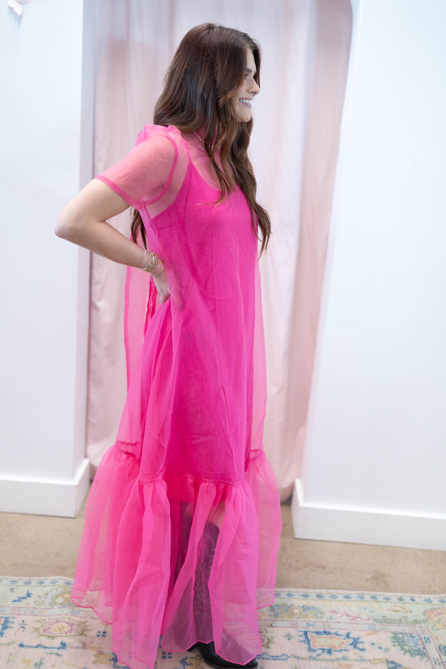 Magenta Holiday Bow Maxi Dress