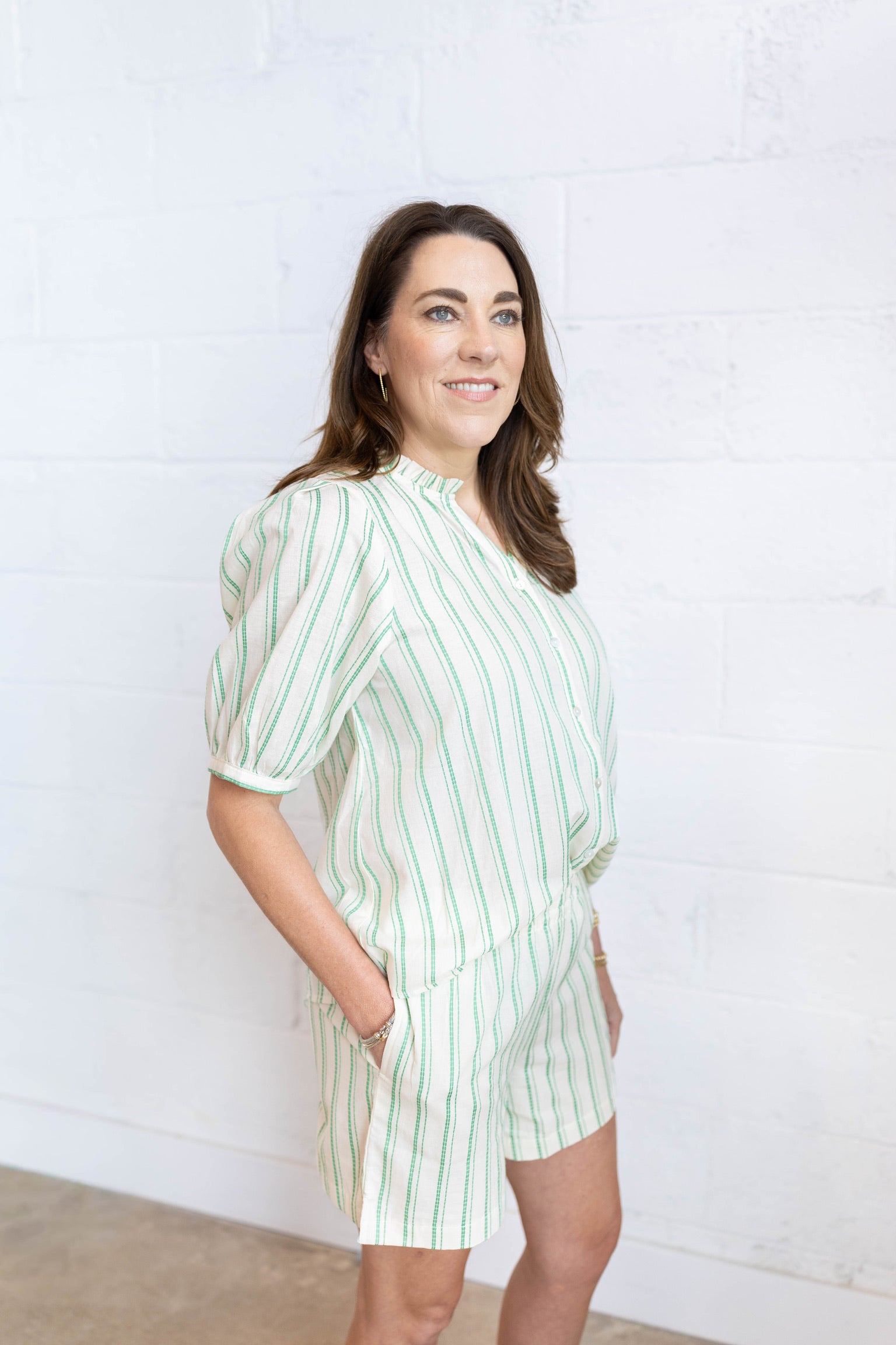 Gracie Green Stripe Top