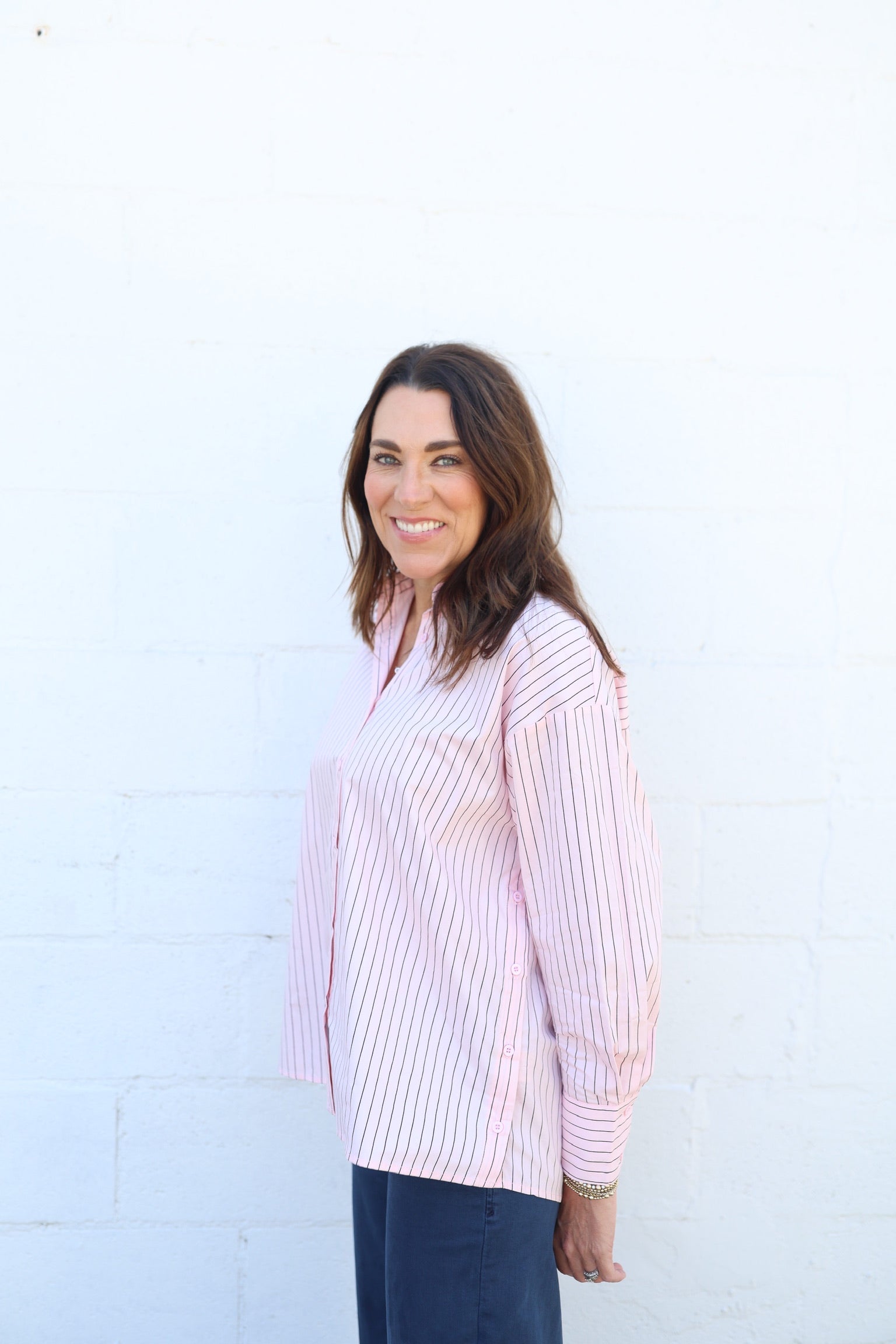 Blush Stripe Button Down