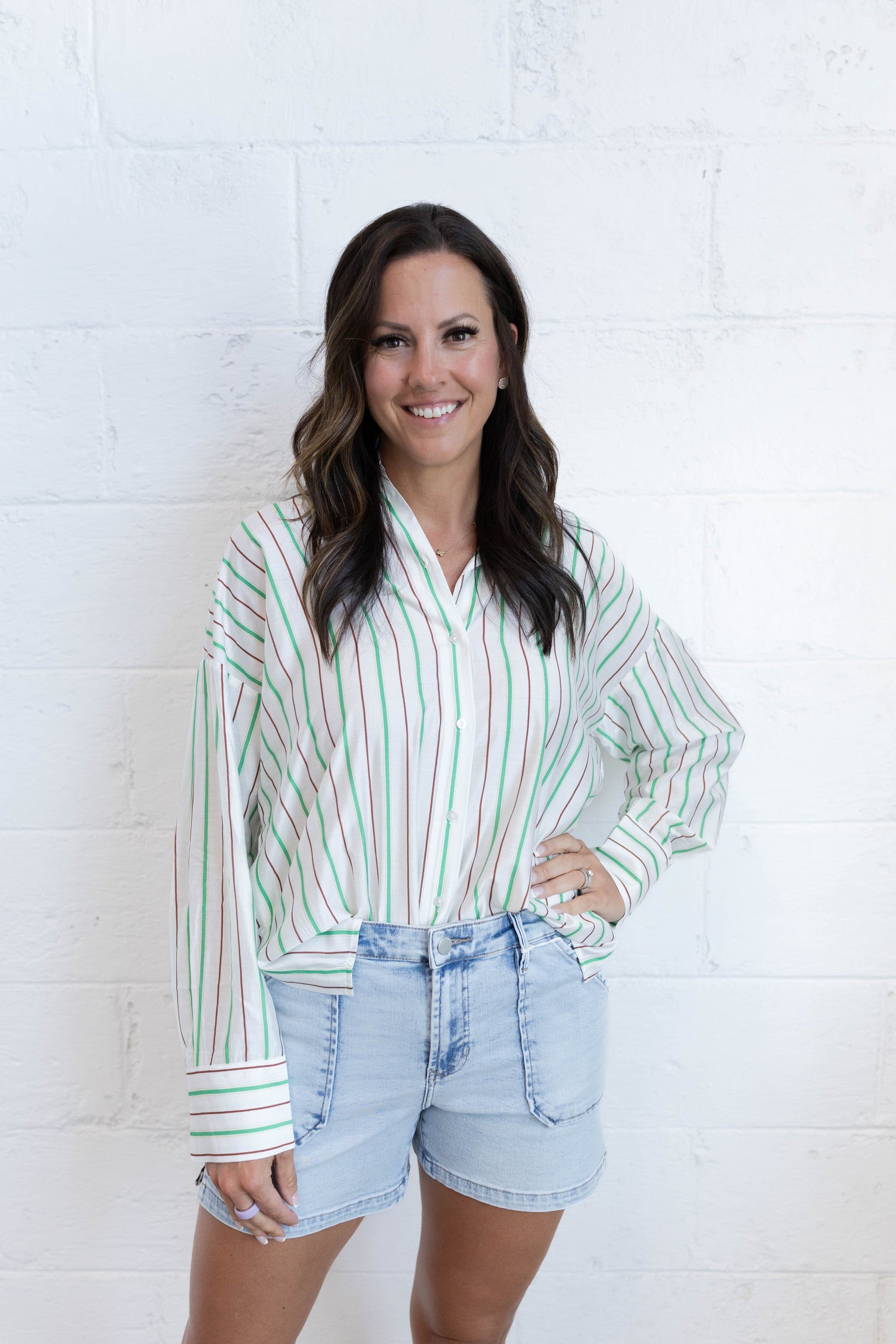 Katy Green Stripe Top