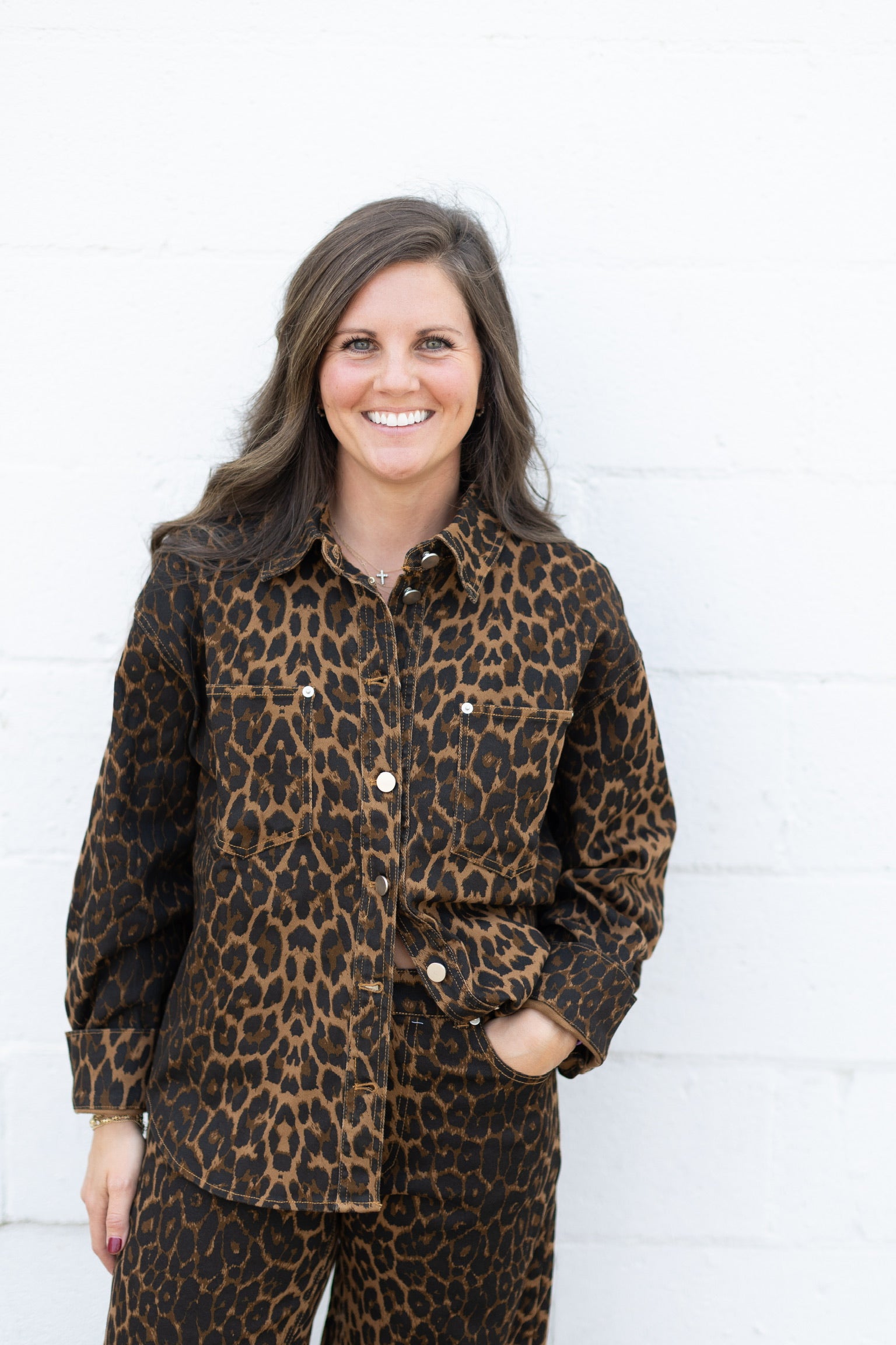 Leopard Denim Button Down