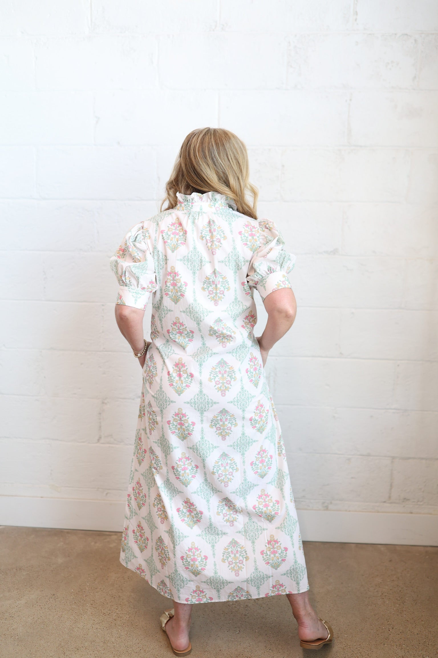 Light Pink Vintage Floral Maxi Dress
