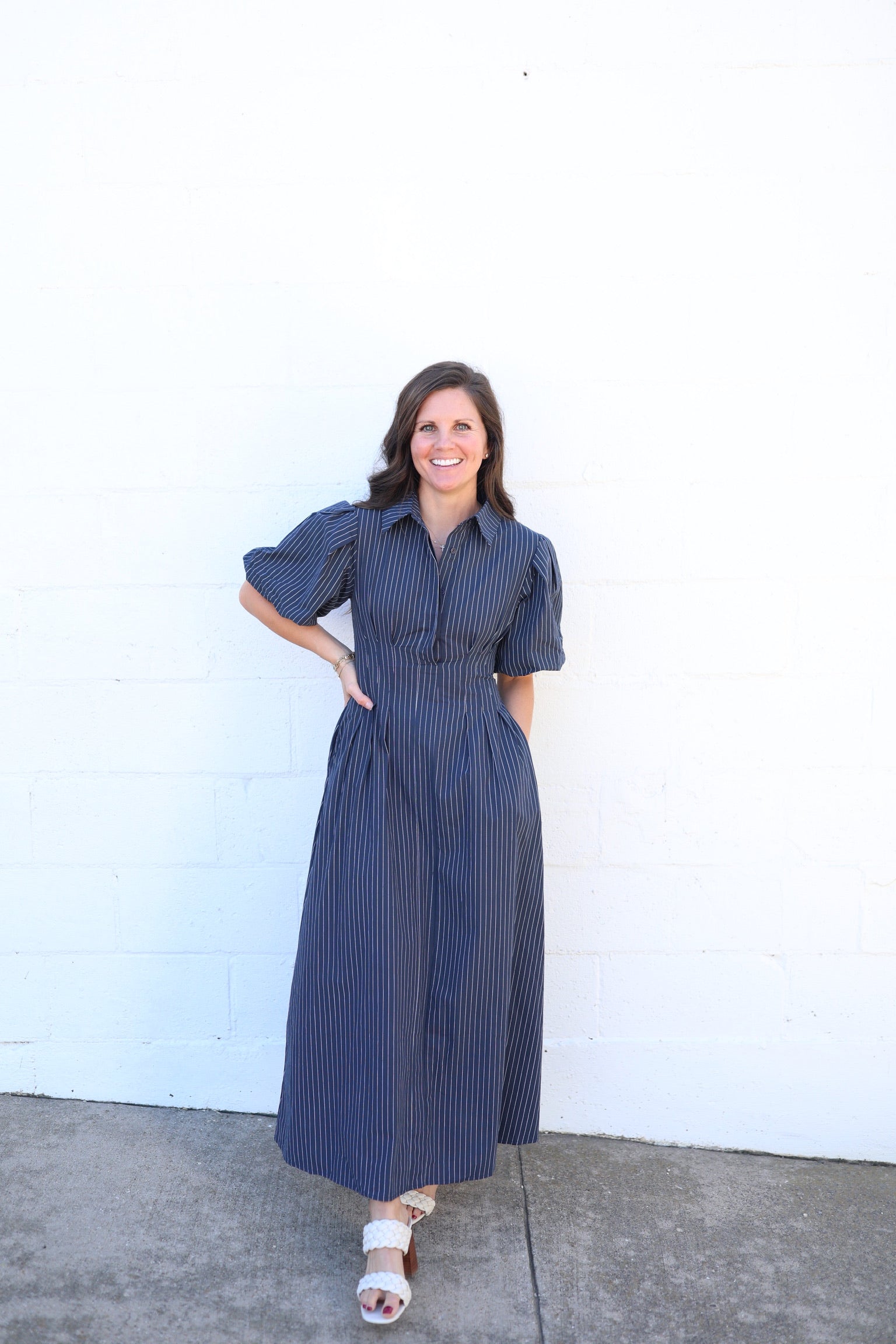 Janelle Navy Poplin Maxi Dress