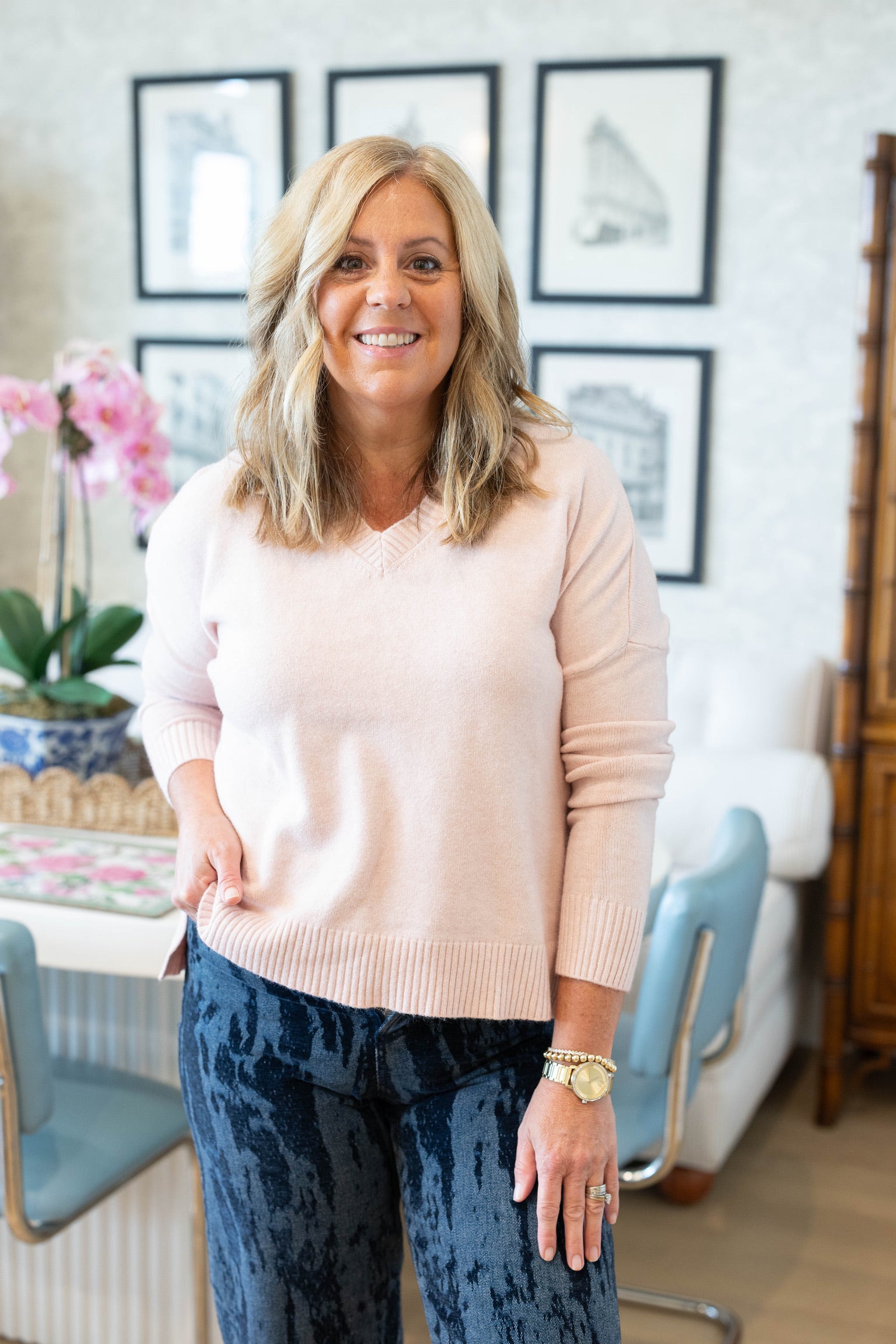 Peony V-Neck Sweater