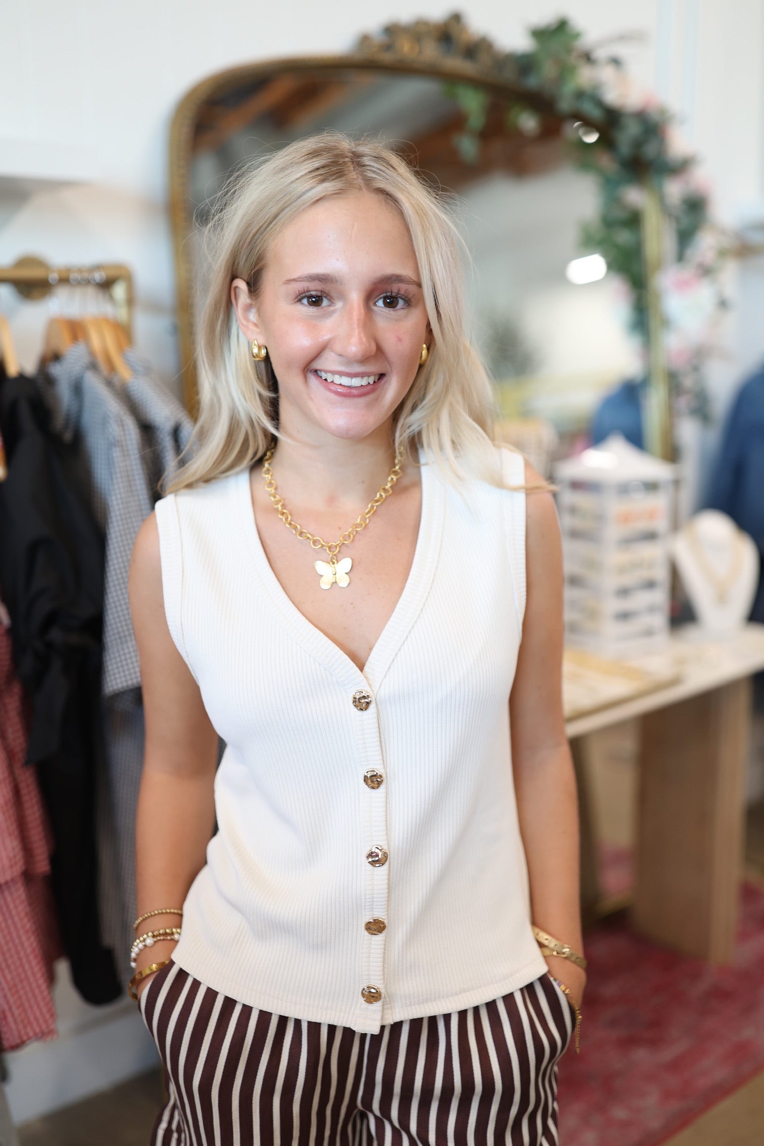 Goldie Button Tank