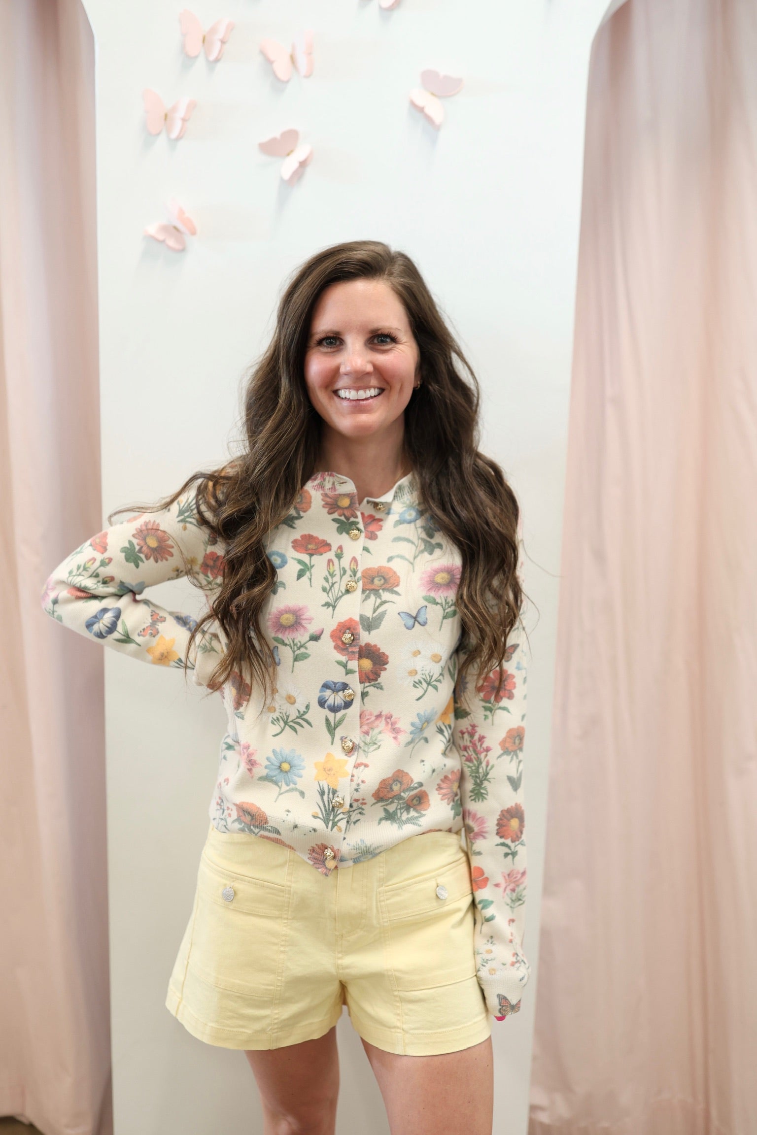 French Floral Cafe Cardigan